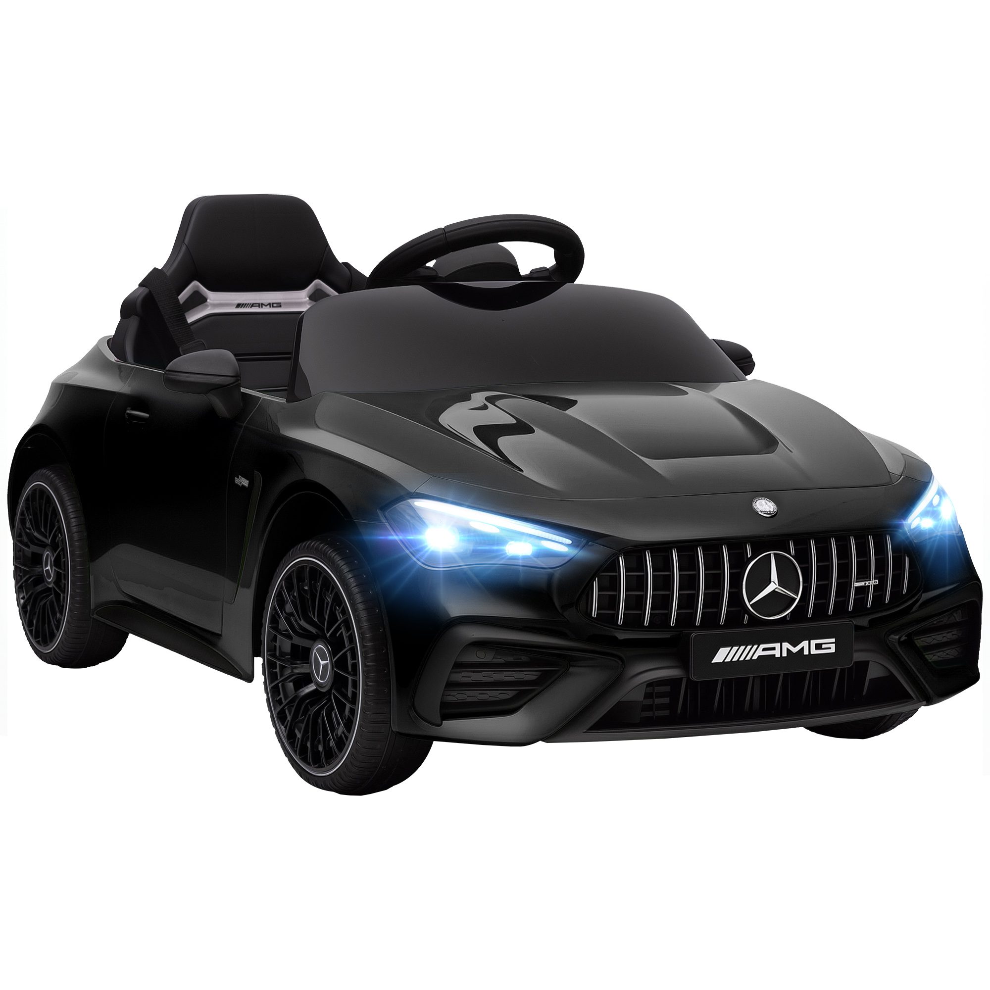 Kinder-Elektroauto, Mercedes-Design, 12V Motoren, Fernbedienung, LED-Lichter, Musik, für 3-6 Jahren Kinder, Schwarz