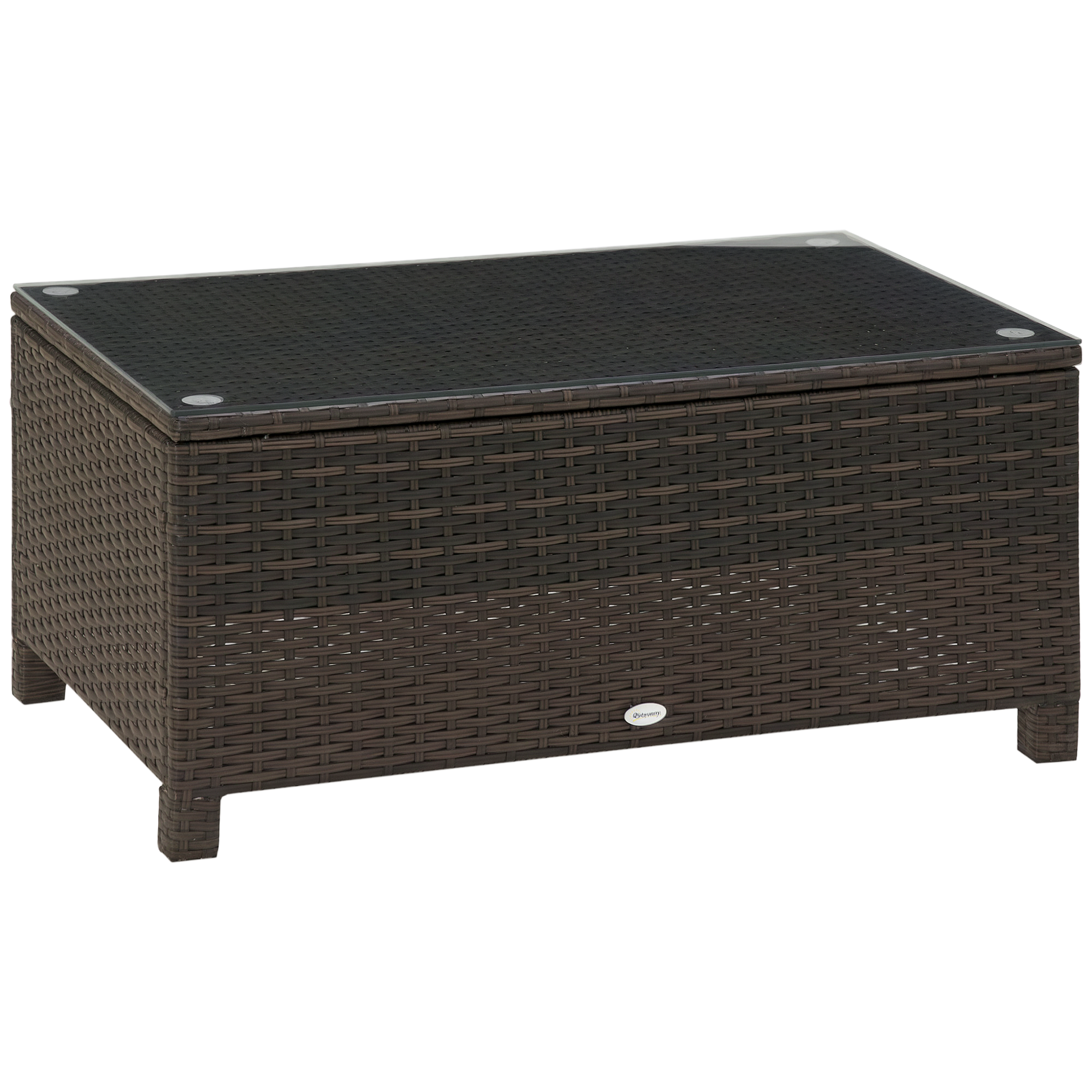 Garten Beistelltisch Couchtisch Gartentisch Balkontisch Polyrattan Braun 85 x 50 x 39 cm