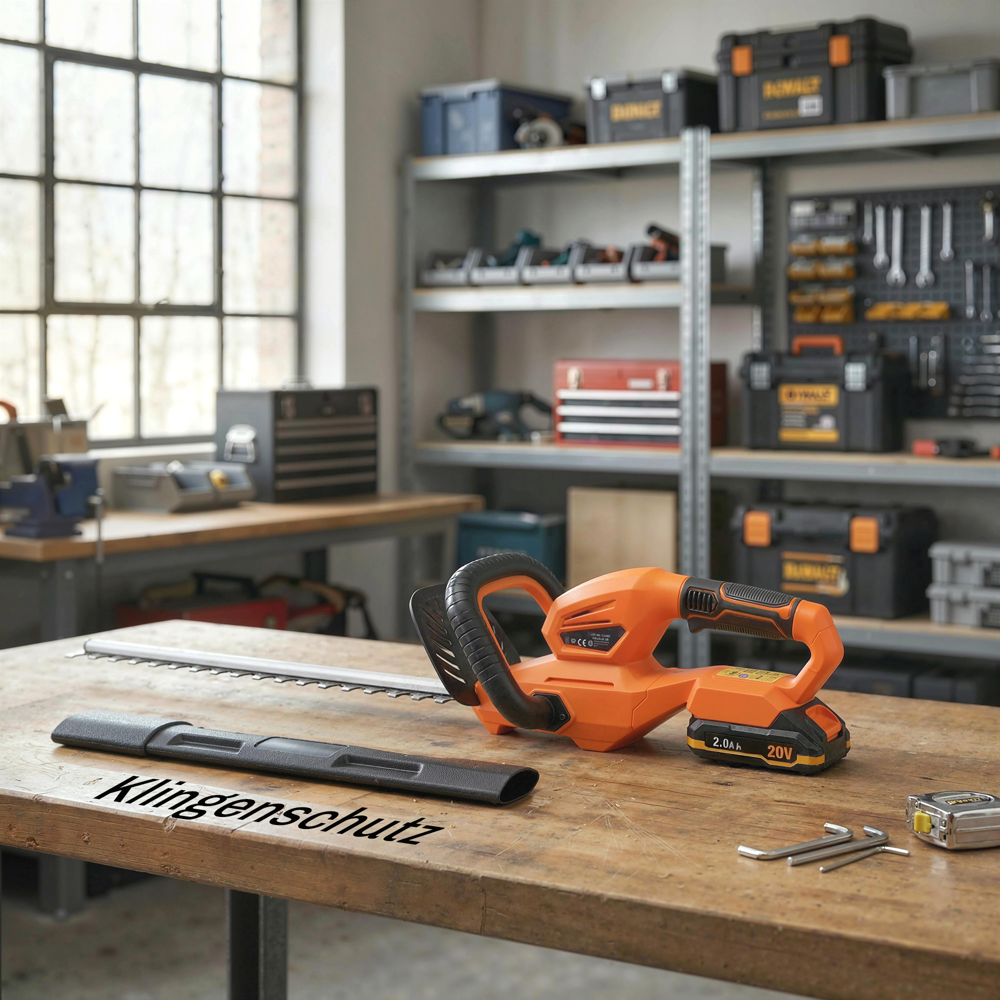 Elektro Heckenschere Akku Elektrischer Heckenschneider mit 100 W Motorleistung Kabellos 51cm Schnittlänge ABS Orange