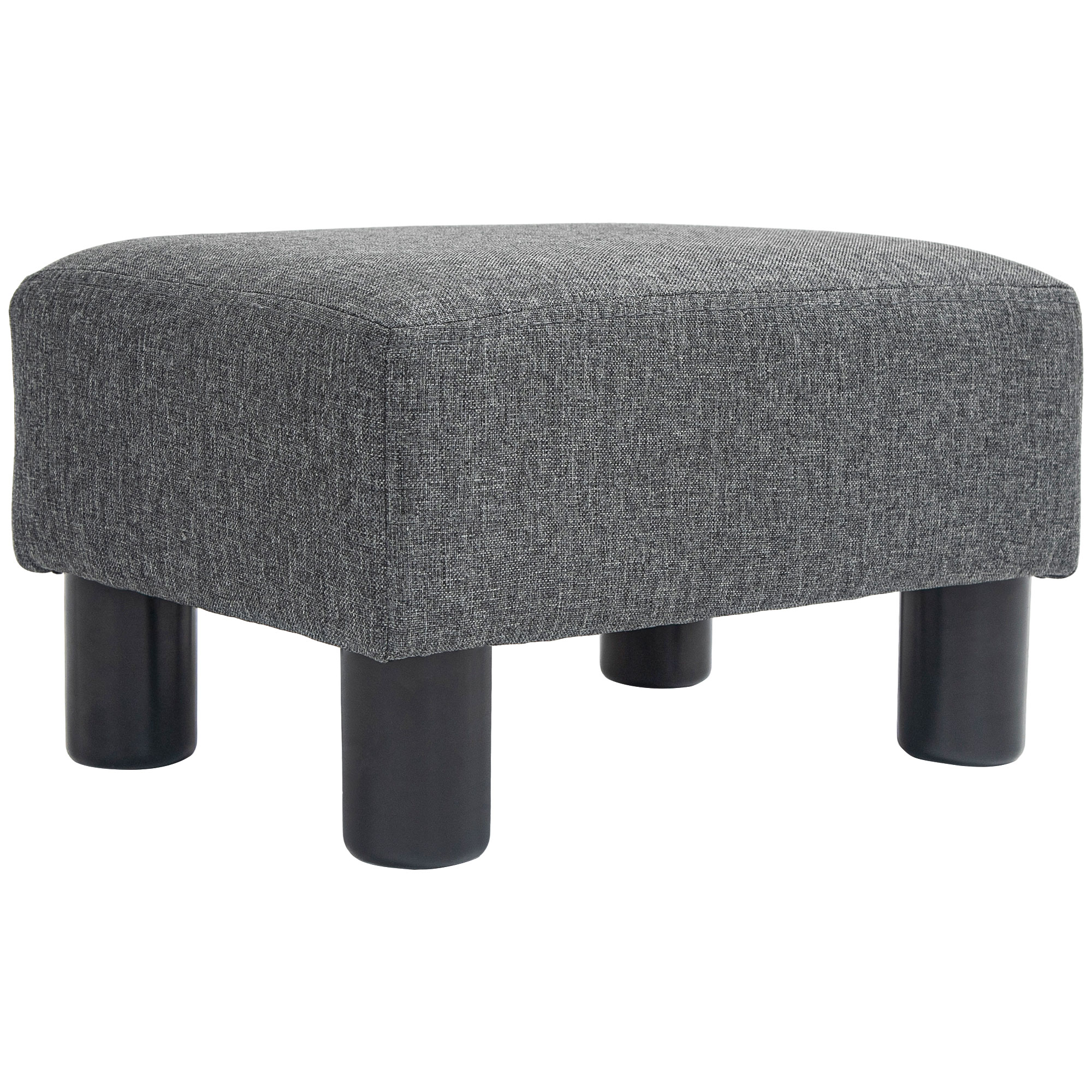 Fußhocker, Sitzhocker mit leinenartigem Stoffbezug, Schaumstoff-Füllung, Kunststoffbeine, für verschiedene Räume, Grau