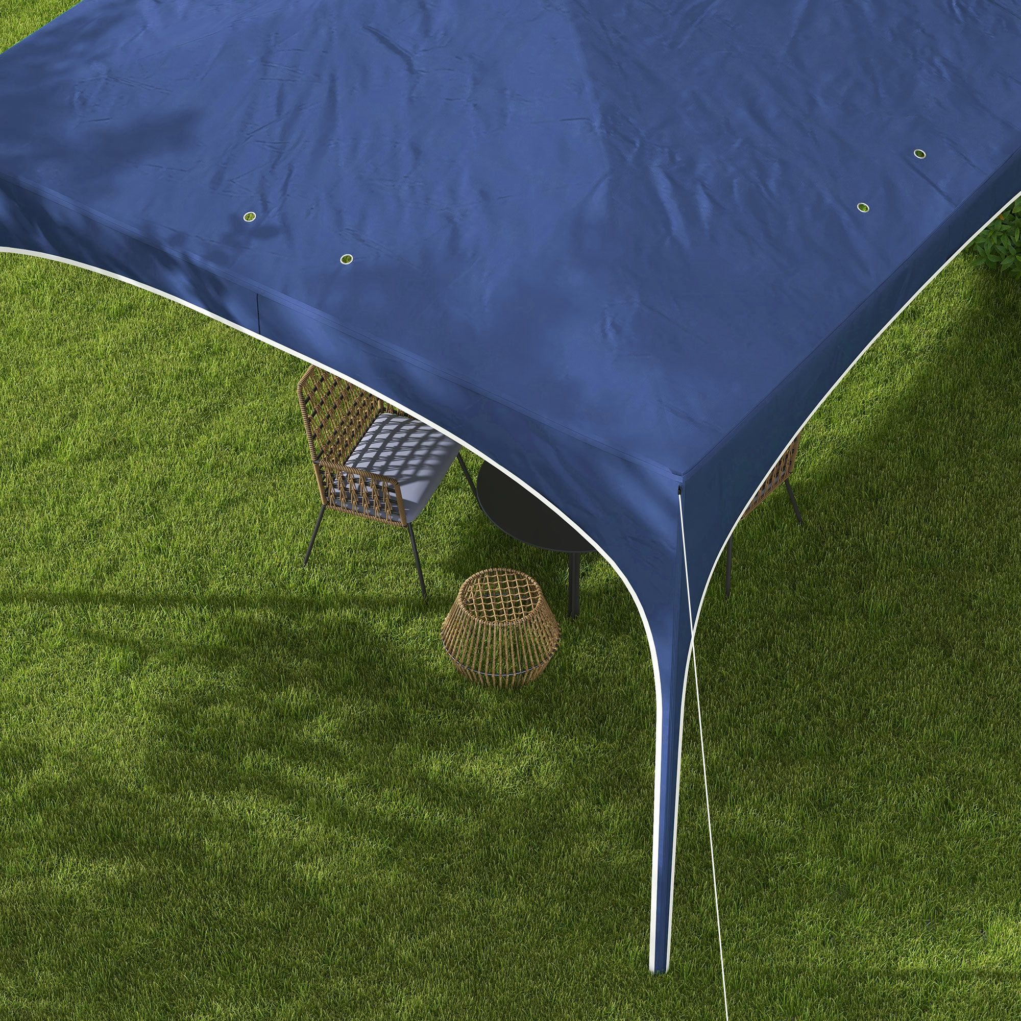 Faltpavillon, höhenverstellbar, Metallstützen, robuste Plane, inkl, Tragetasche, 2,95 x 2,95 x 2,55m, Dunkelblau