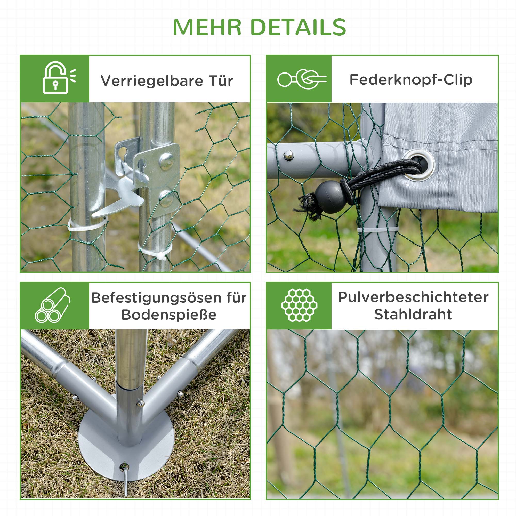 Gehege für Kleintiere, Outdoor-Freilaufgehege für Hühner, Kaninchen, Enten, stabile Konstruktion, Stahl und Oxford-Stoff
