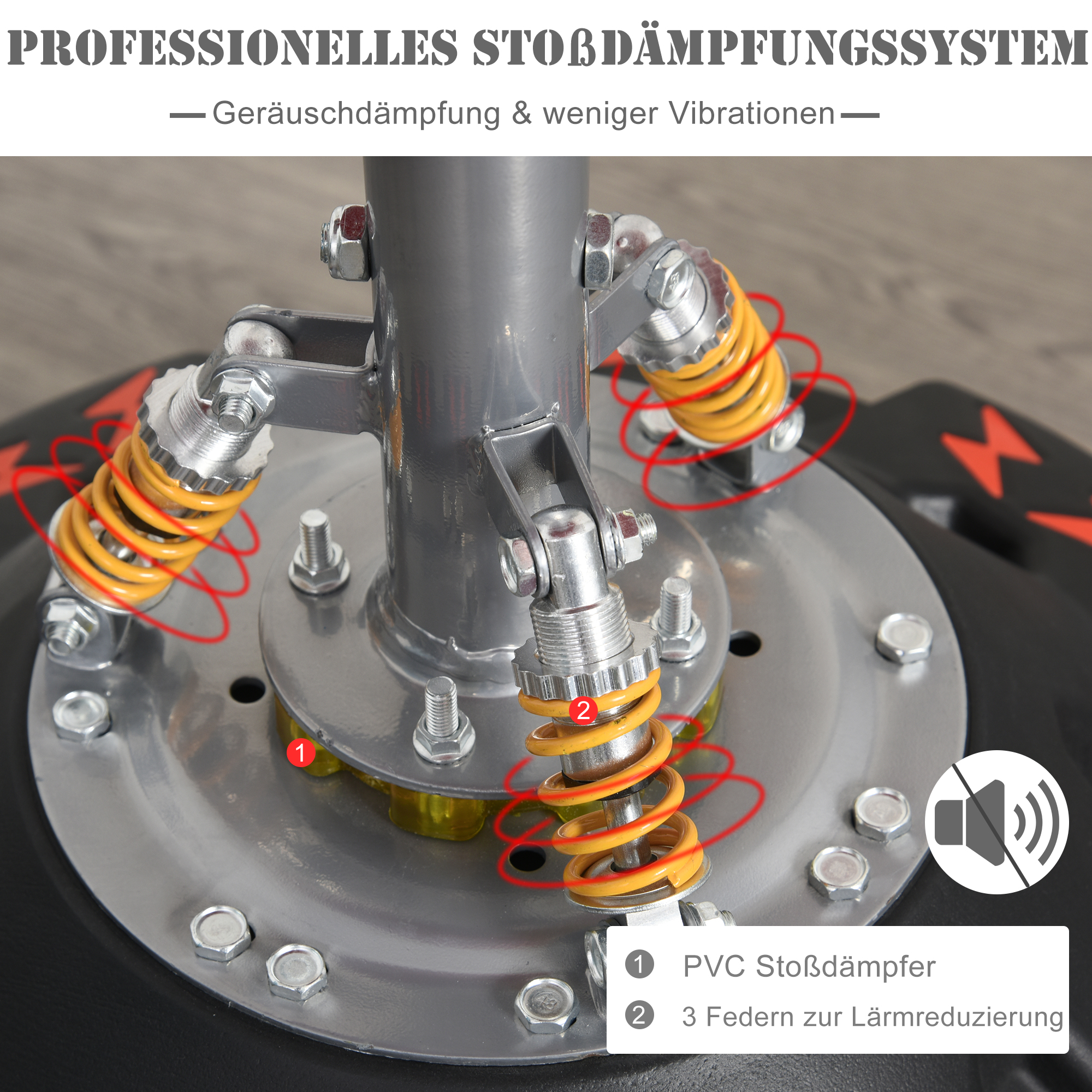 Standboxsack Erwachsene Freistehender Boxtrainingsgerät Boxpartner Boxassistent Training mit Saugfuß Schwarz+Rot 60x60x180 cm