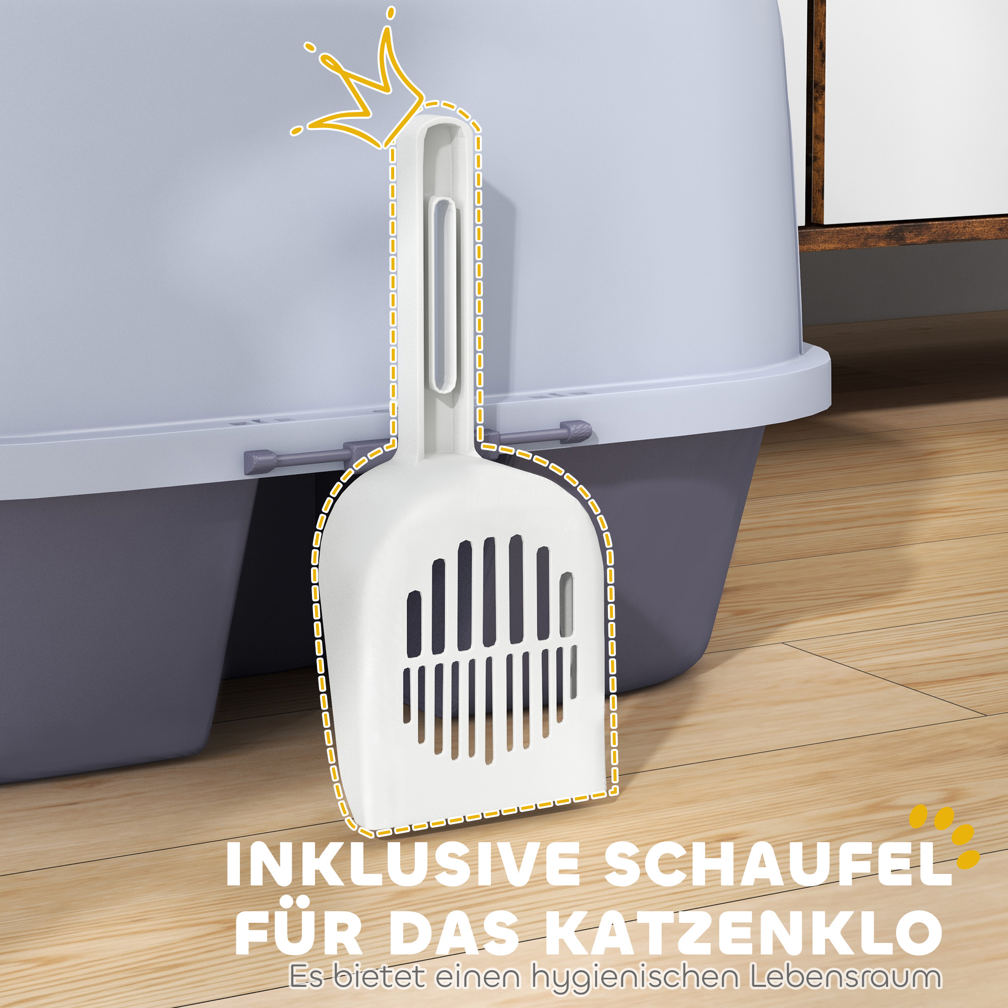 Katzentoilette, Katzenklo mit Deckel und Schaufel, leicht zu reinigen, verschließbar, Lila