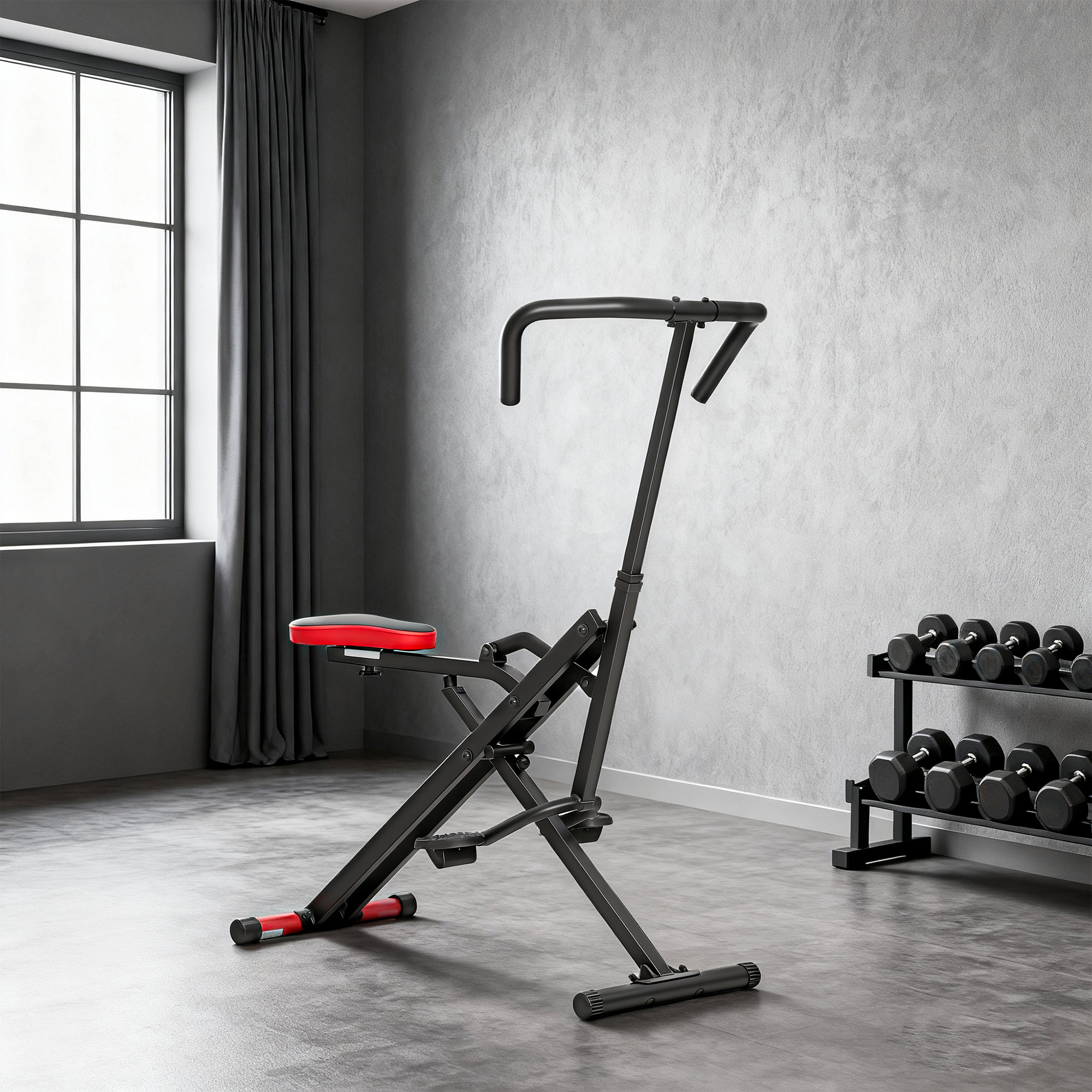 Trainingsmaschine, verstellbar, Metallrohre, Pedale, klappbar, Rot