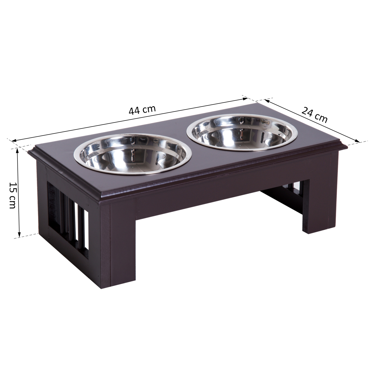 Erhöhter Hundenapf Futternapf mit 2 Näpfe Wassernapf 2 x 900ml Edelstahlnäpfen Fressnapf Futterstation Hundenäpfe für kleine Hunde Katzen Espresso