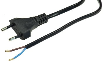 Netzkabel Euro, blankes Ende, 1,5m, H03VVH2-F2 0,75 mm² 2,5A/250V schwarz