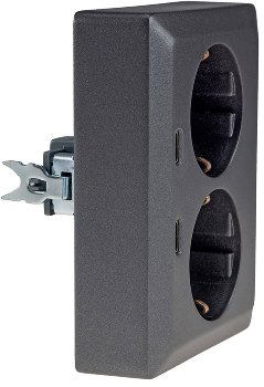 MILOS Schutzkontakt-Steckdose 2-fach / 250V~/16A, 1x UP, 2x USB C/PD, anthrazit