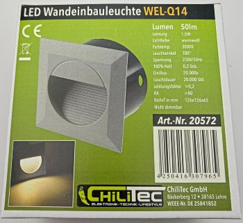 LED Wandeinbauleuchte "WEL Q14", IP65, 14 LEDs, Aluminium, warmweiß