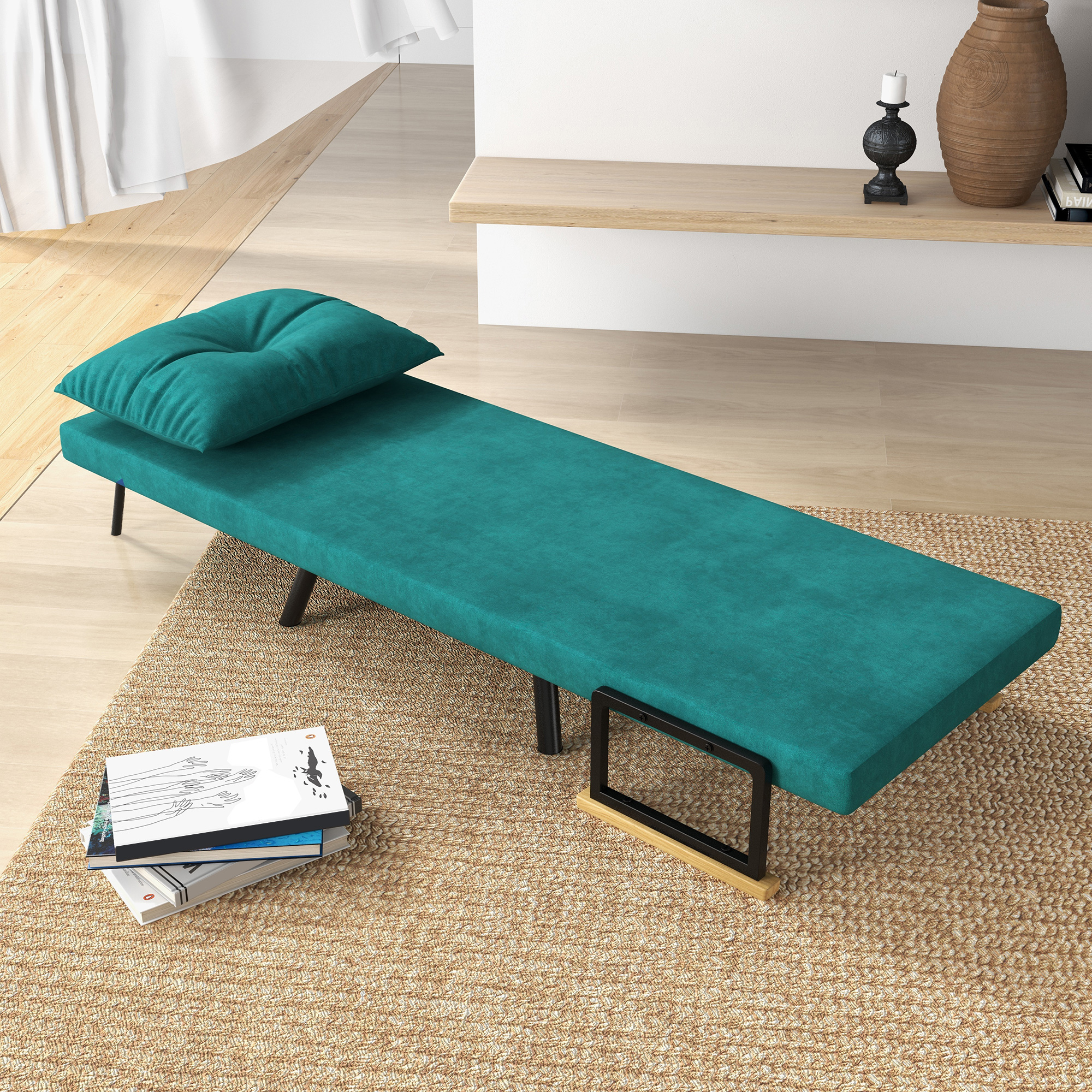 Relaxsessel im Skandidesign, Liegesessel, Lesesessel. ink. Kissen mit Knopfhefung, Schwarz + Natur