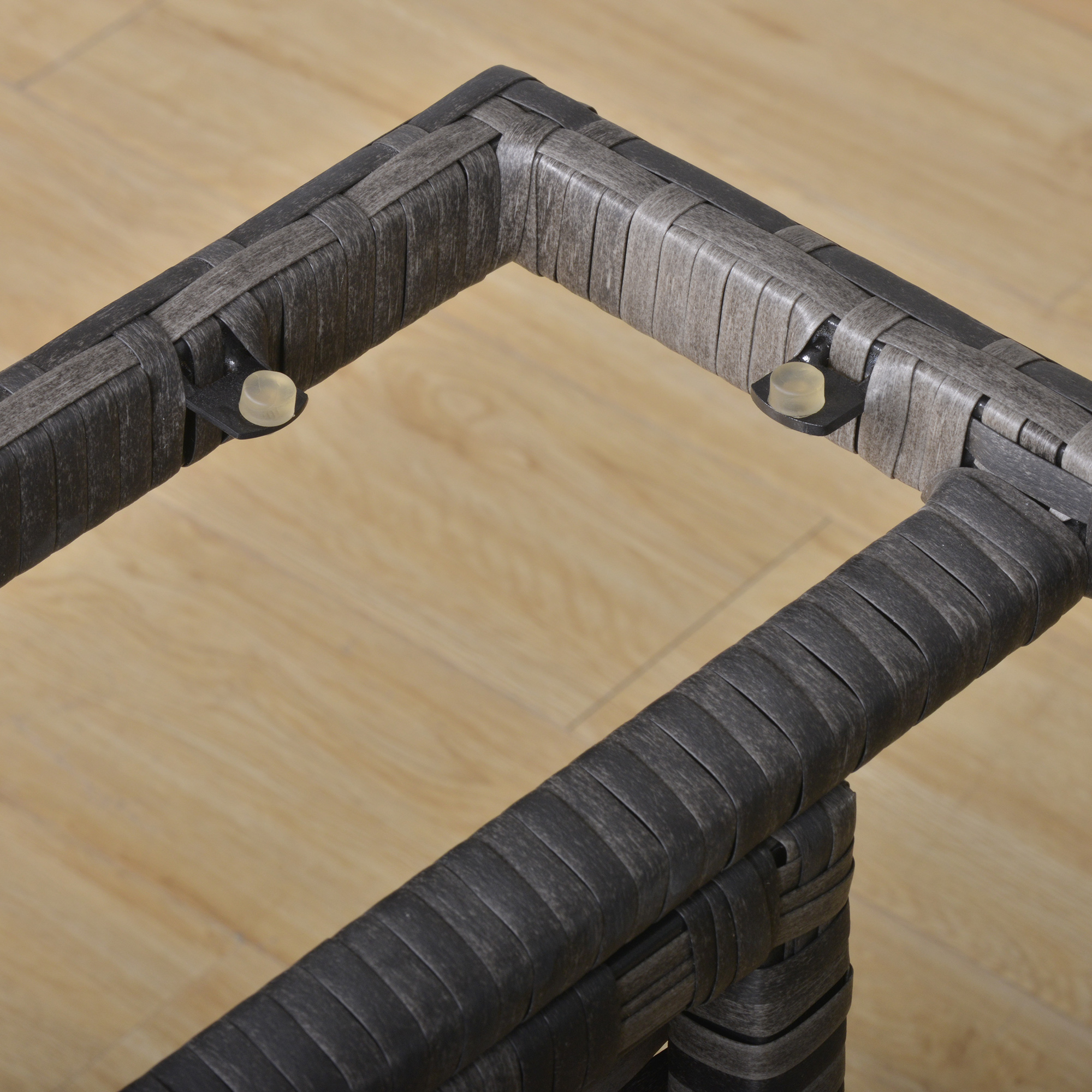 Gartenmöbel-Set aus PE-Rattan, für 5 Personen, Rattan-Lounge-Set, abnehmbare Polster, Grau + Braun