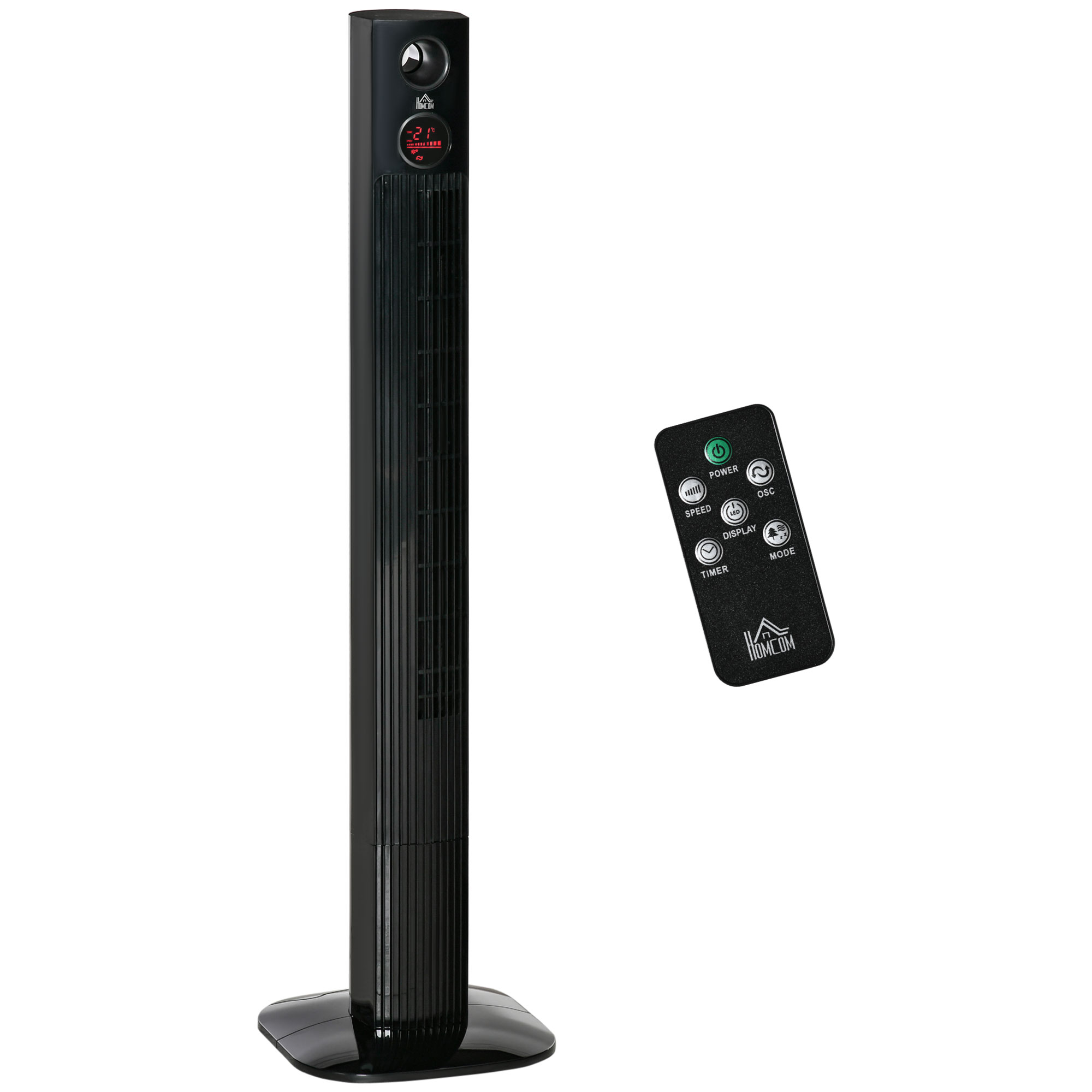 Turmventilator mit Fernbedienung 45W 70° Oszillation Säulenventilator Ventilator mit Aroma-Diffusor Timer-Funktion 3 Belüftungsstufen Schwarz