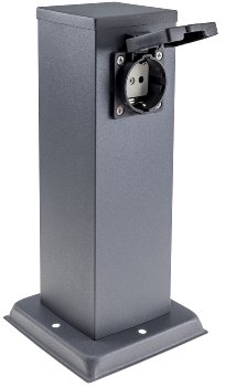 Steckdosensäule 2-fach, IP44, Anthrazit / 250V~/ 16A, 13x13x27cm