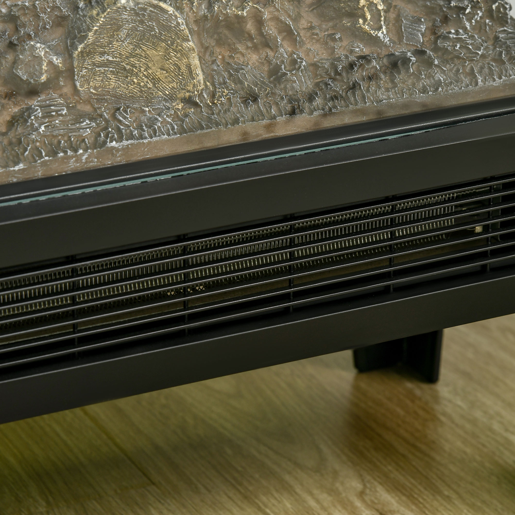 Elektrokamin, 2000 W, Standkamin mit HeizungLED 3D-Flammeneffekt, 4 Helligkeitsstufen, Elektrischer Kamin mit Thermostat, Überhitzungsschutz, Schwarz