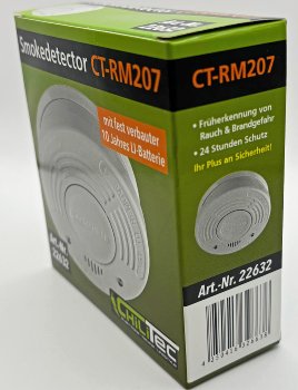 Rauchmelder "CT-RM 207" DIN EN14604, integrierte 10 Jahres Lithium-Batterie