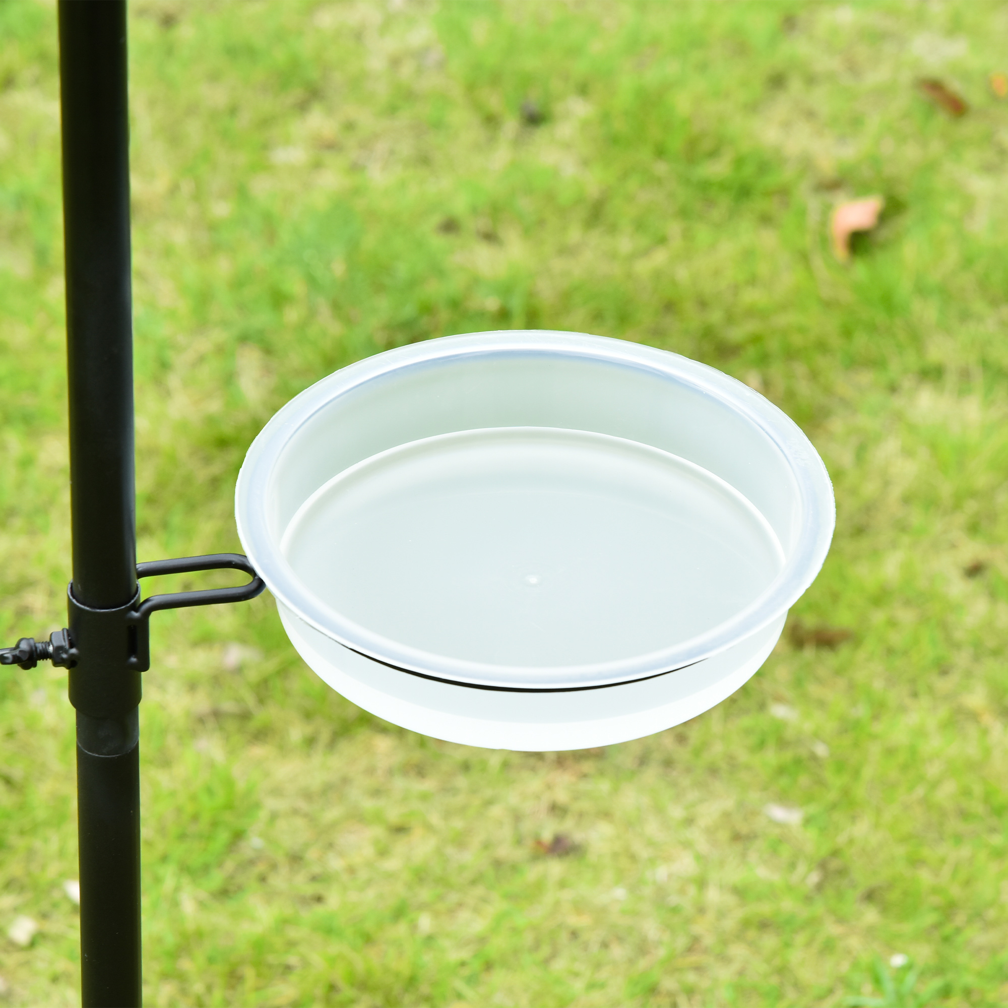 Vogel Futterstation 208 cm Vogelfutterstation mit 4 Haken, Erdspieß, Wasser- & Futterschale, Futtersäule Freistehend Vogelfutterspender für Garten Wildvögel Stahl Schwarz