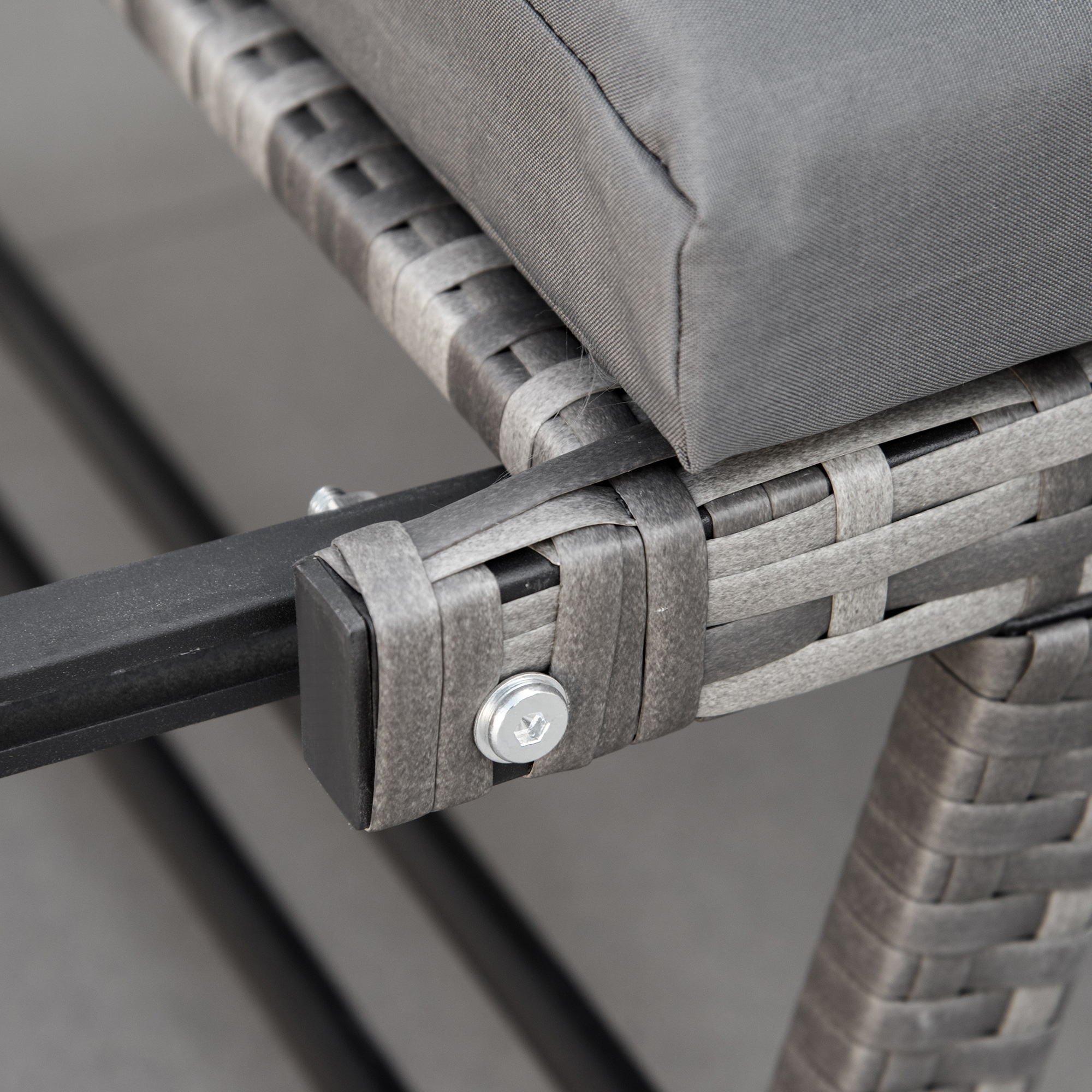 Polyrattan Gartensofa 2 Sitzer Gartenmöbel Loungesofa Gartenbank Gartenliege klappbar Armlehnen Stahl Grau 129 x 63 x 67 cm