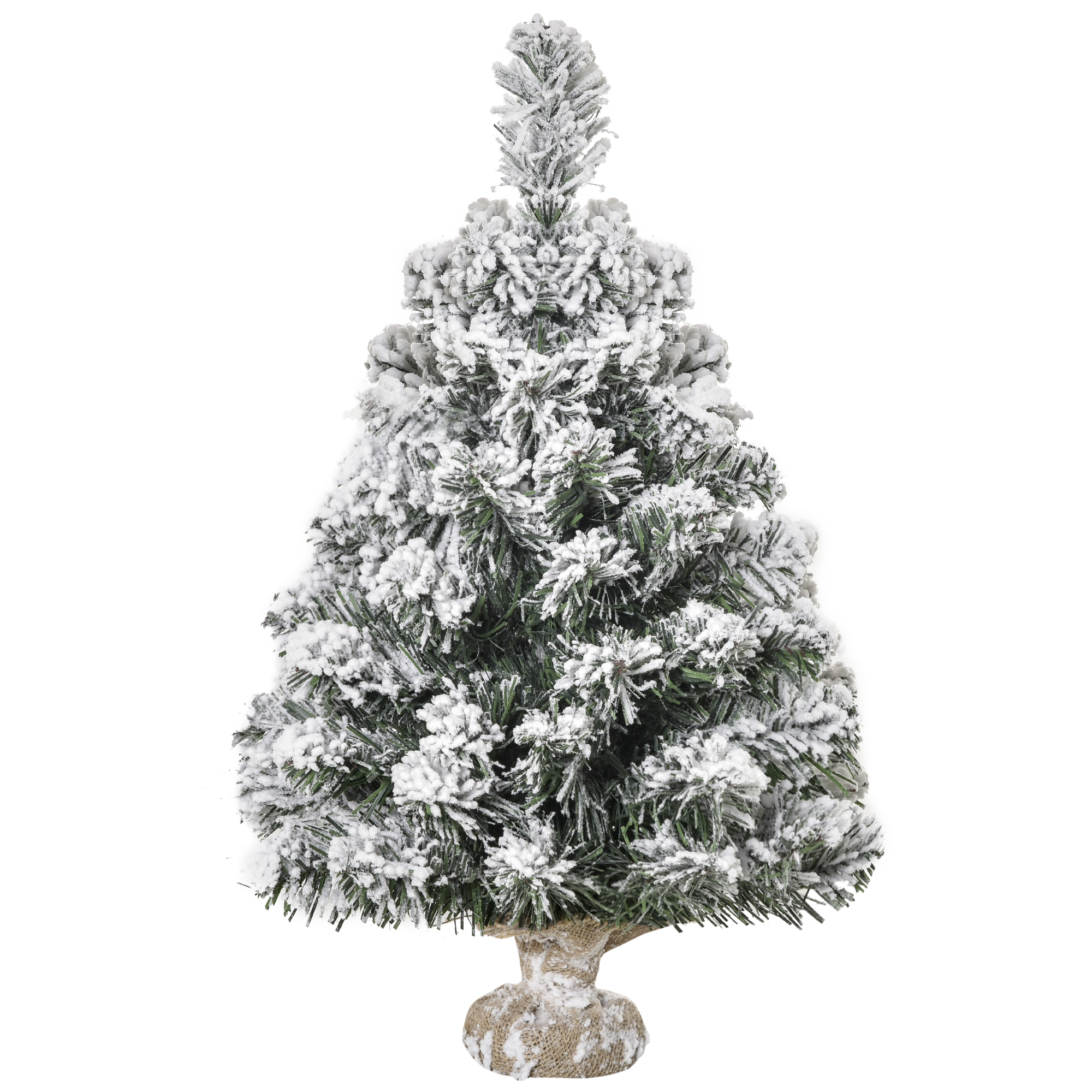 Mini Künstlicher Weihnachtsbaum 60 cm Tannenbaum künstlich mit Schnee, 67 Spitzen Zementbasis für drinnen Büro
