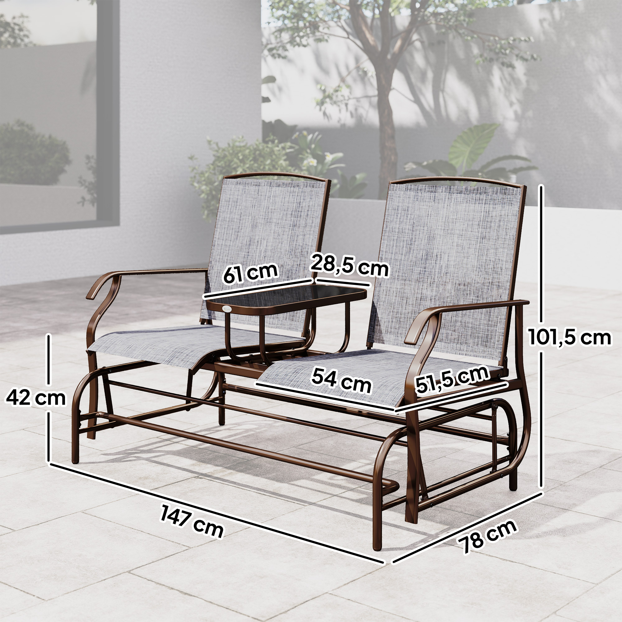 Gartenbank Schaukelstuhl Sitzbank Schaukelbank Gartenstuhl mit Tisch Schaukel Bank 2-Sitzer