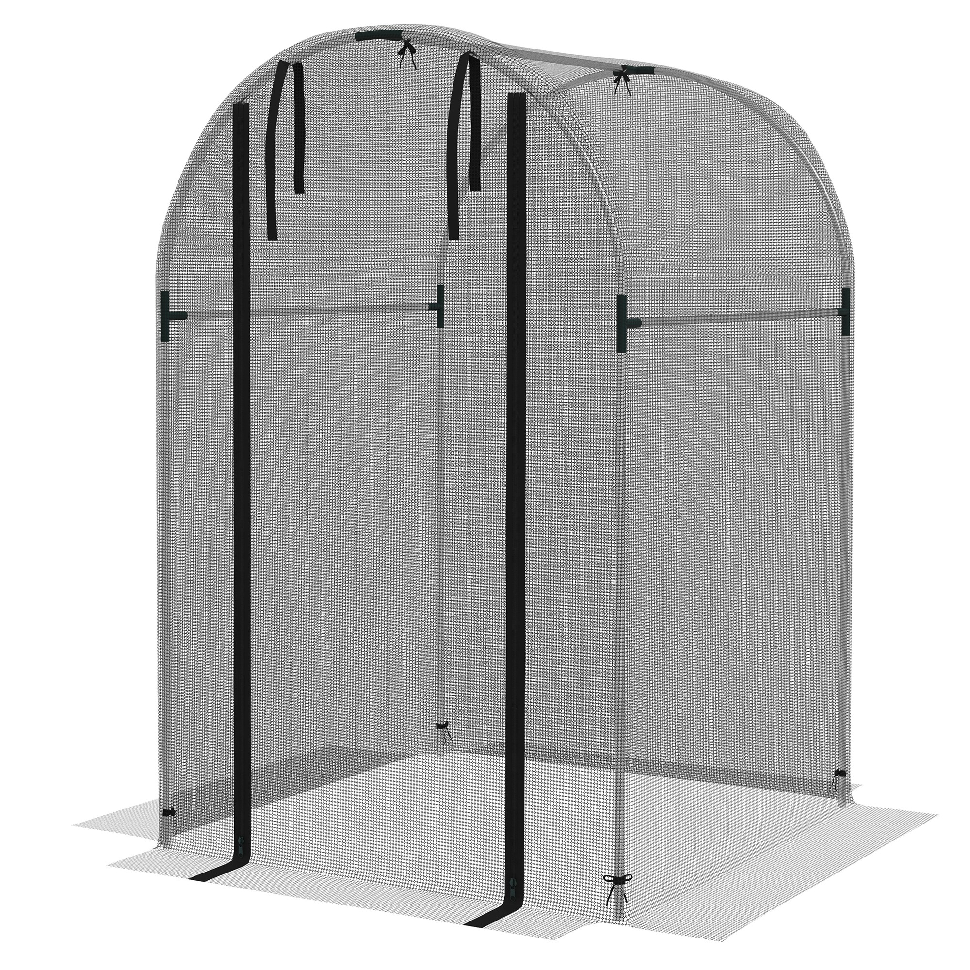 Vogelschutznetz, Pflanzenschutz, robust, Tür mit Reißverschluss, 120x120x188 cm, Schwarz/Silber