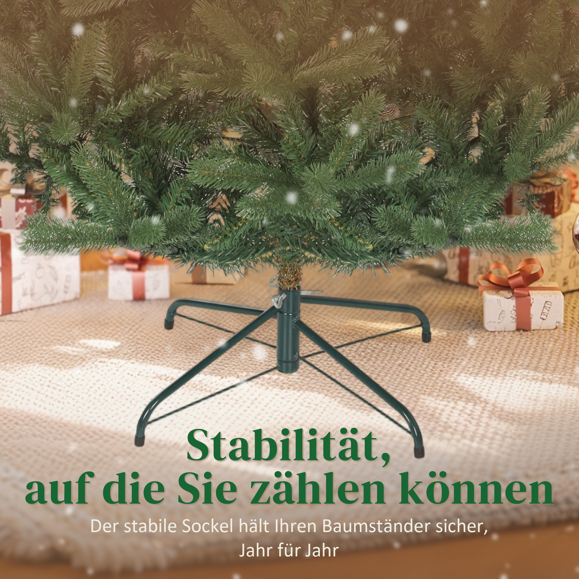 Künstlicher Weihnachtsbaum, 180 cm, dichte Zweige, realistisches Aussehen, flammenhemmend, Kunststoff, Metall, Grün