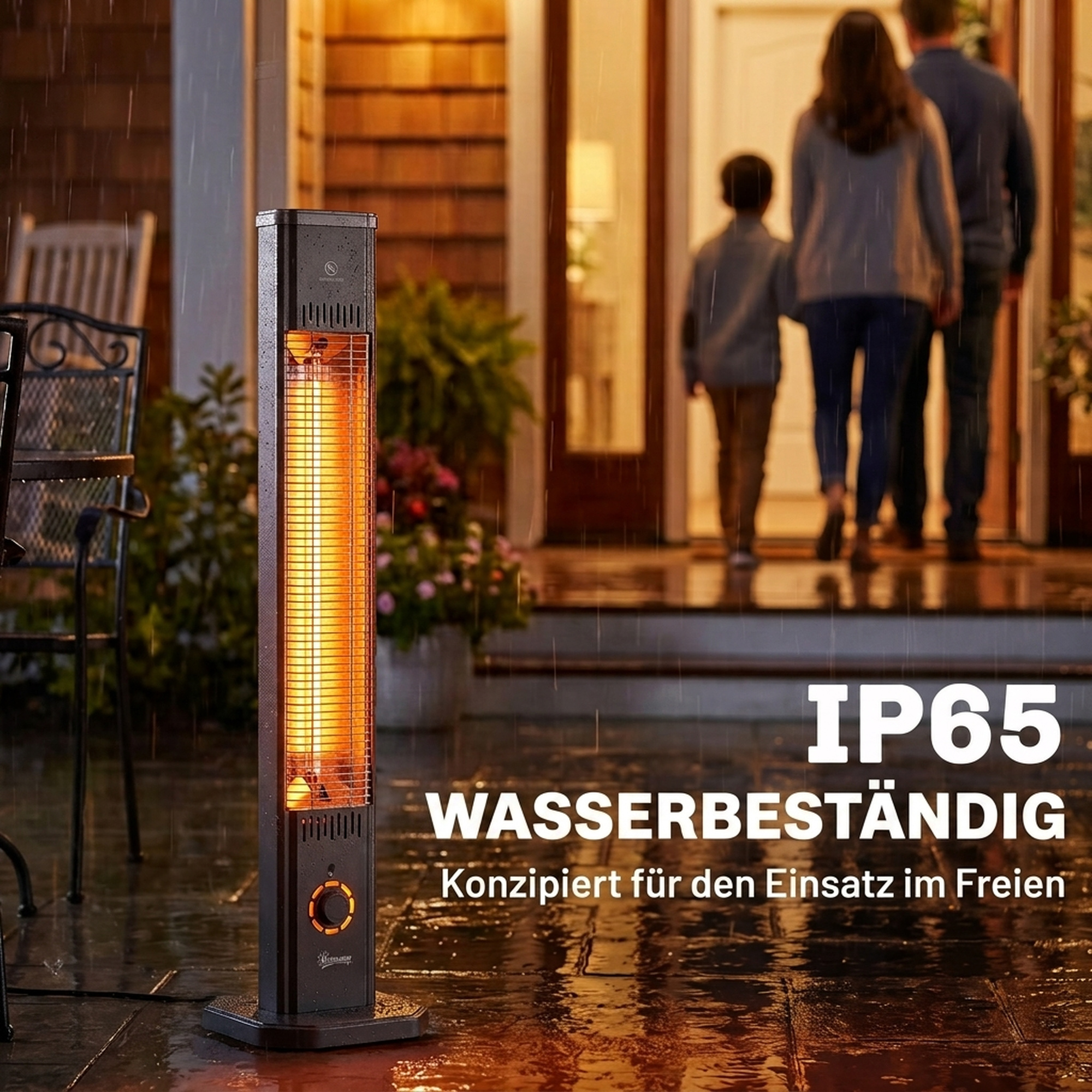 Infrarot Heizstrahler 2000W Carbonfaser Standheizstrahler mit Fernbedienung 8 Heizstufen Schutzhülle Timer Kippschutz
