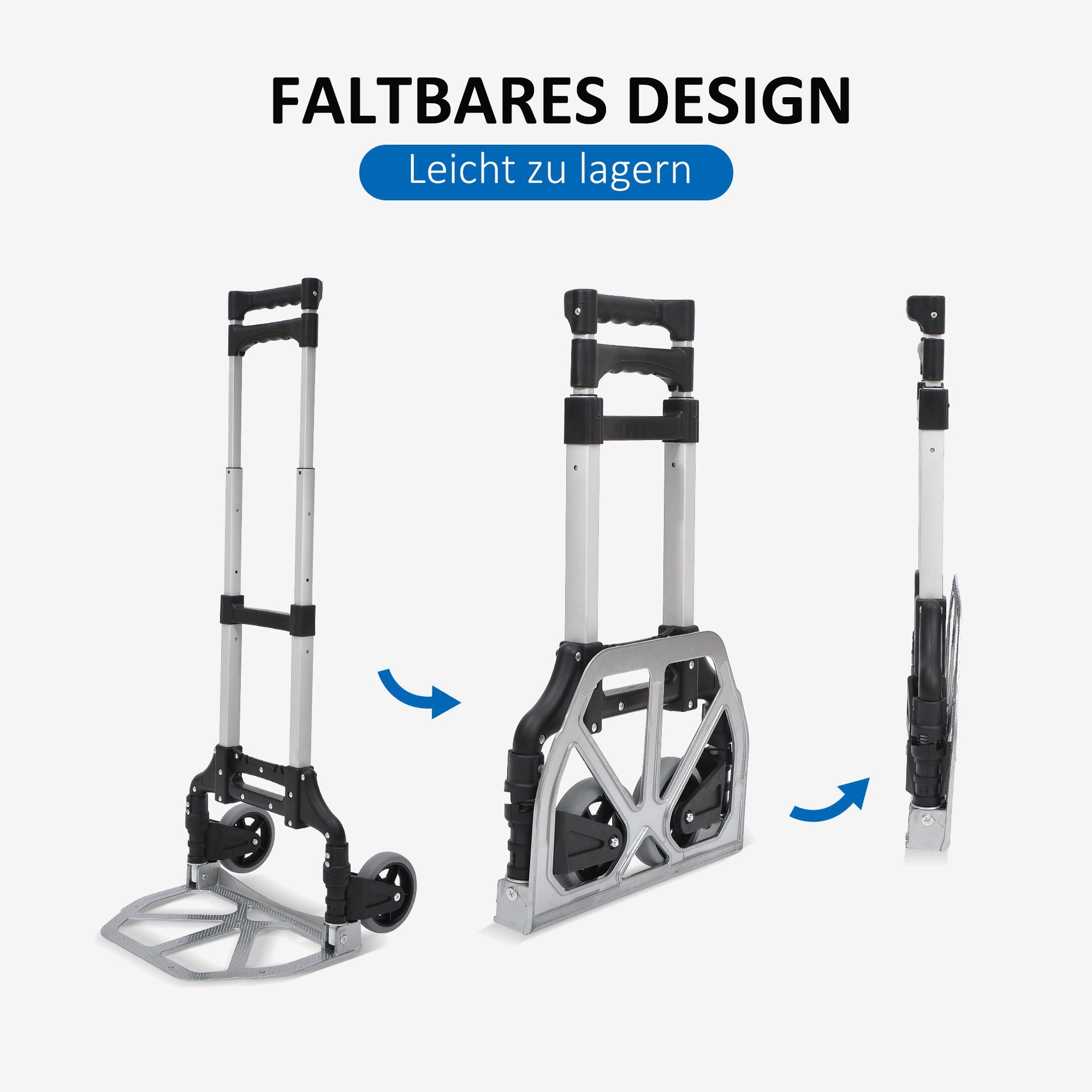 Alu Sackkarre Transportkarre klappbar Handkarre Stapelkarre Aluminium max. 70 kg belastbar