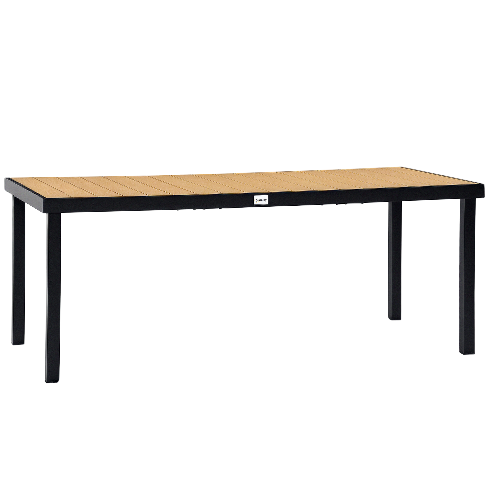 Gartentisch für 8 Personen Esstisch Aluminiumtisch Gartenmöbel Loungemöbel pflegeleicht Kunststoff Natur+Schwarz 190 x 90 x 74 cm