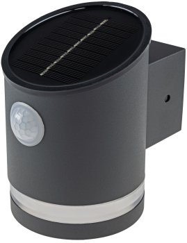 LED Solar Wandleuchte "SWL 119-A", PIR Bewegungsmelder, IP44, anthrazit