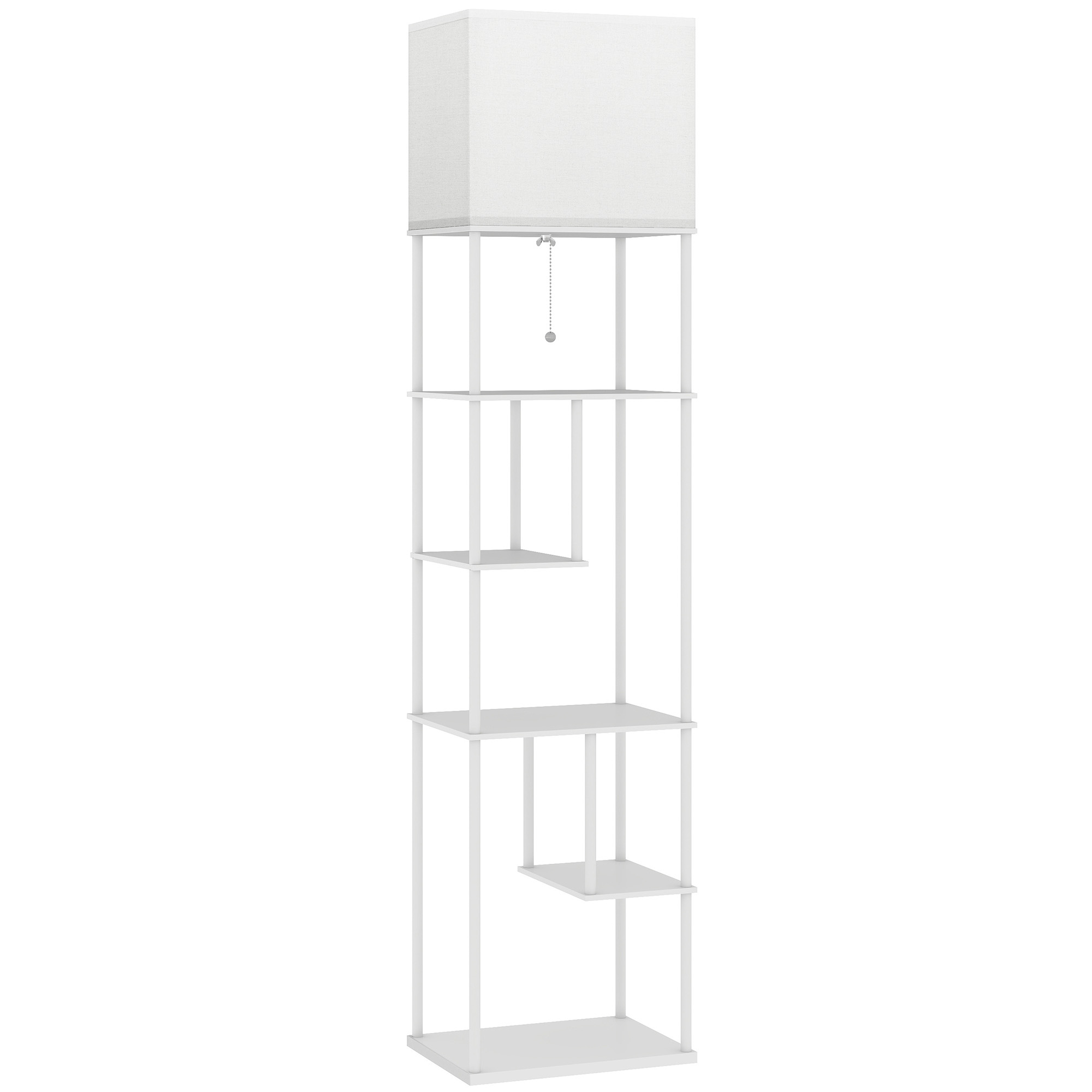 Stehlampe Stehleuchte mit Regalen, einstellbare Helligkeit & Farbtemperatur für Schlafzimmer, Büro, Wohnzimmer, Weiß