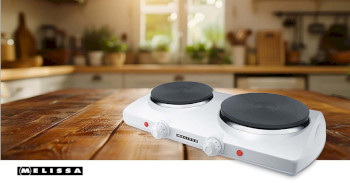 elektrische Doppelkochplatte | 2300 W | Ø 18,5 + 15,5 cm | 5 Heizstufen | rutschfeste Füße | Weiß