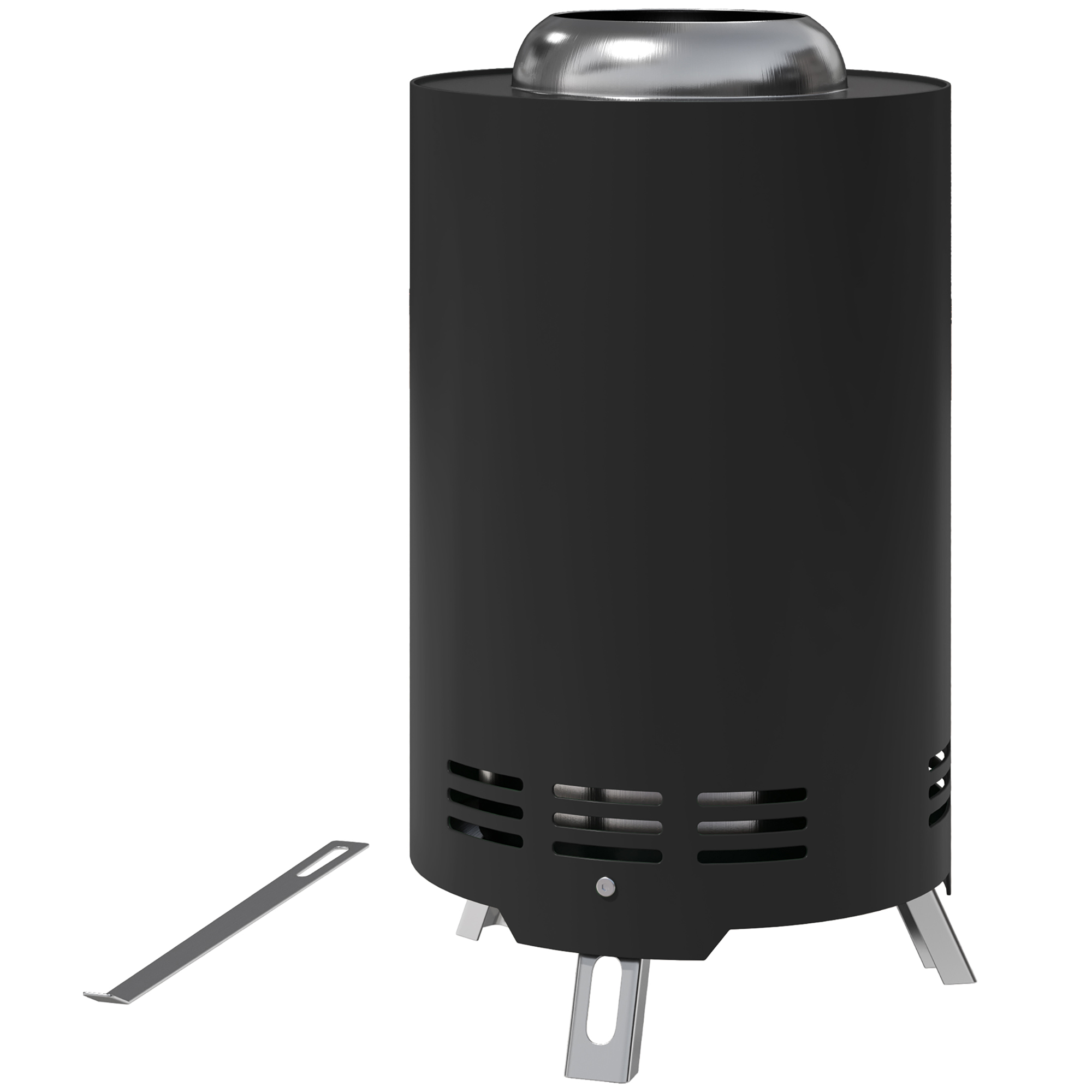 Feuerschale Ø16x25cm aus Edelstahl Feuerstelle mit Schürhaken Rauchfreie Feuerschalen Schwarz