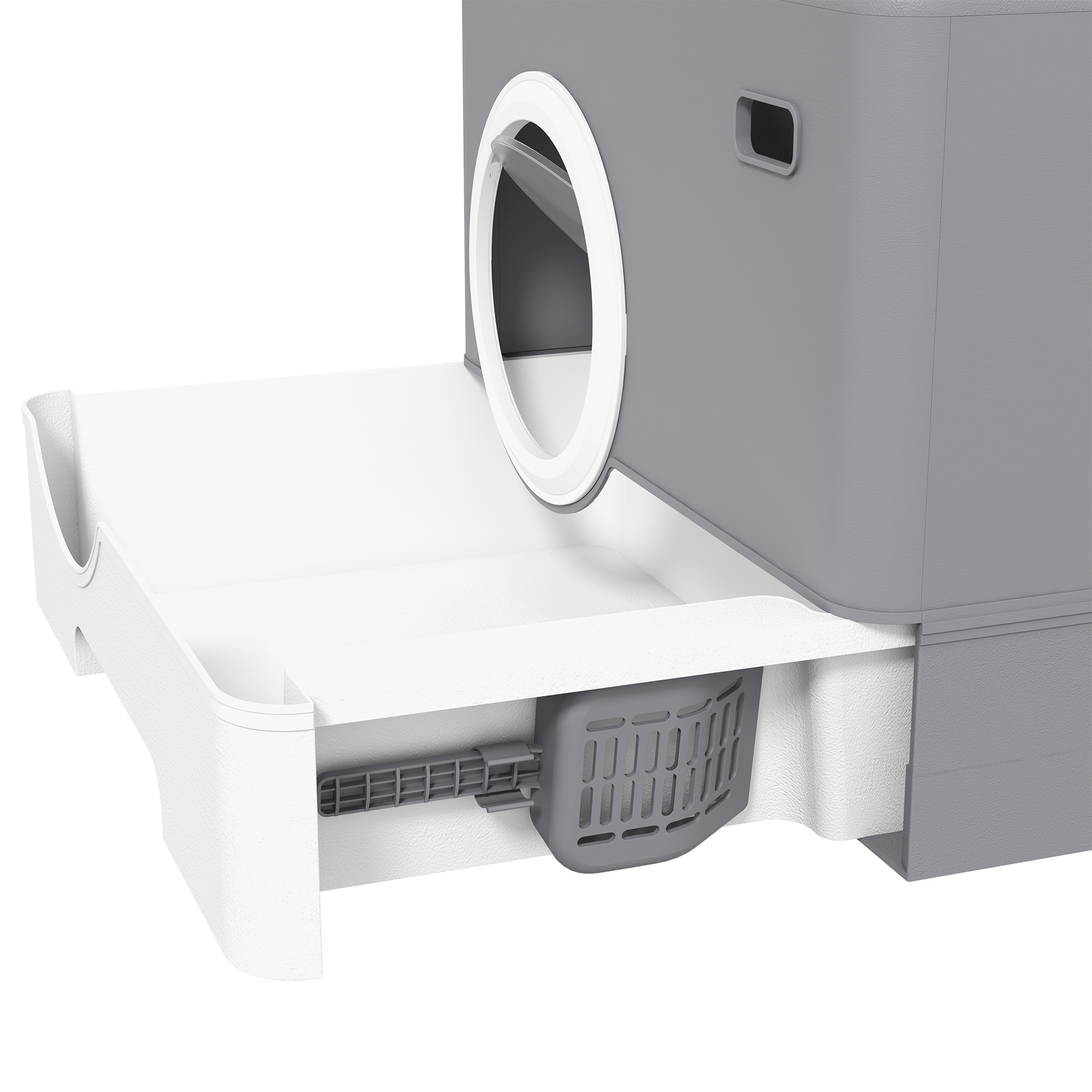 Katzentoilette Katzenklo, 2 Ausgänge, herausnehmbare Bodenwanne, 52 x 41 x 38, 5 cm, Grau