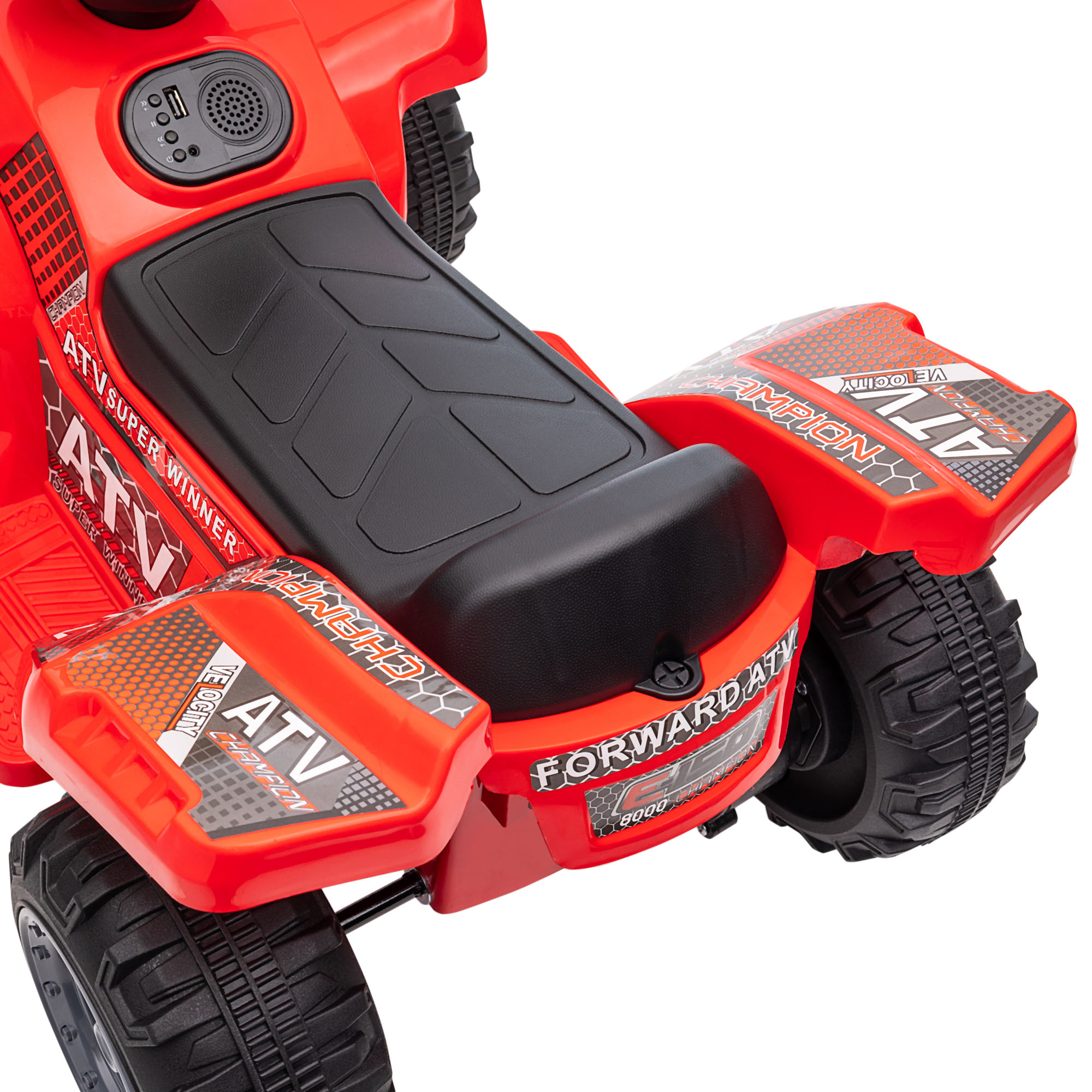 Kinder Quad Elektro 6V Kinderquad mit Vorwärtsfunktion, Musik, Elektro-Quad für Kinder 1,5-3 Jahre Rot