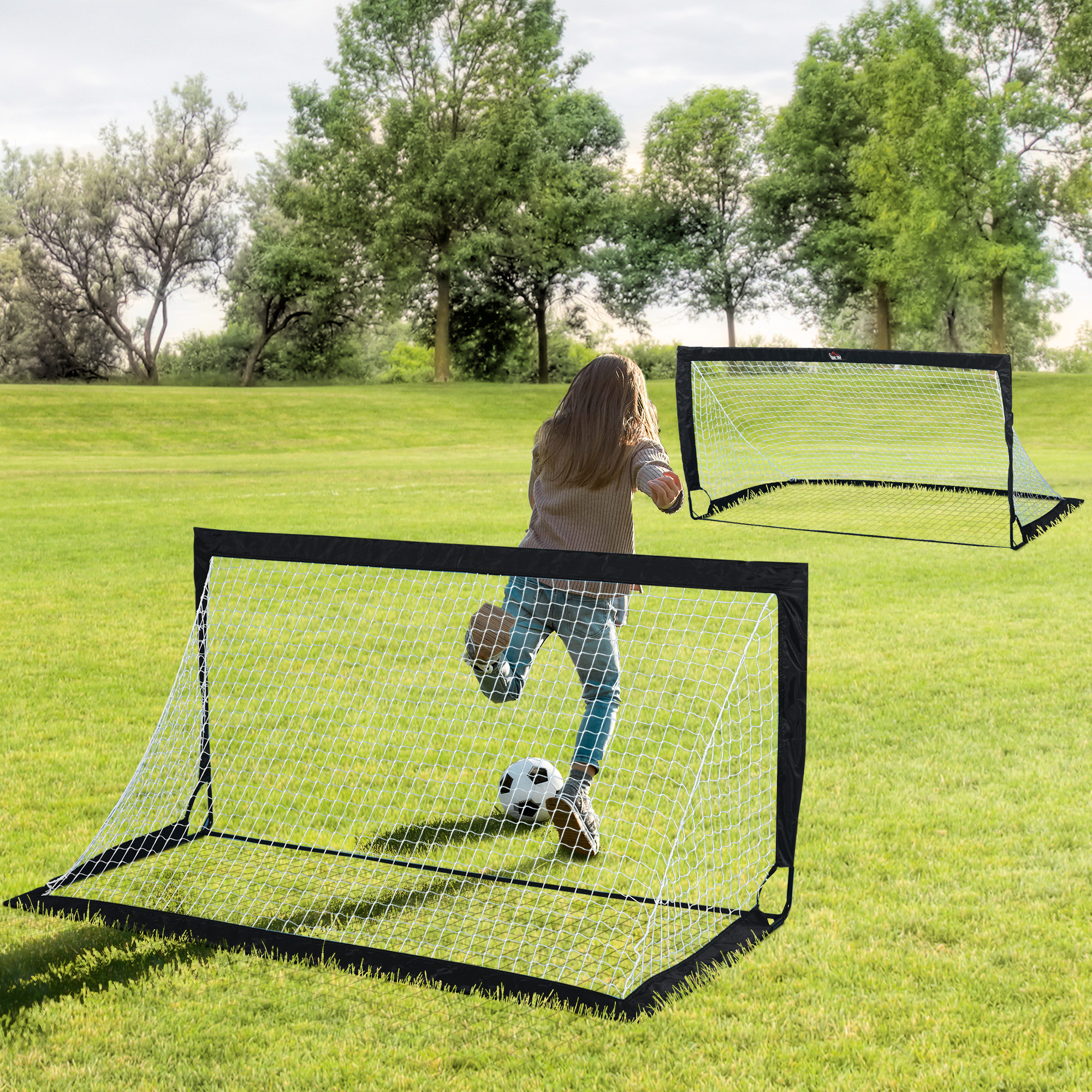 Fußballtor 2er Set faltbar 183 x 90 x 90 cm Fussballtor mit Tragetasche wetterfest Outdoor Fußball Tore für Erwachsene Fußballtore für Garten Training Freizeit Schwarz