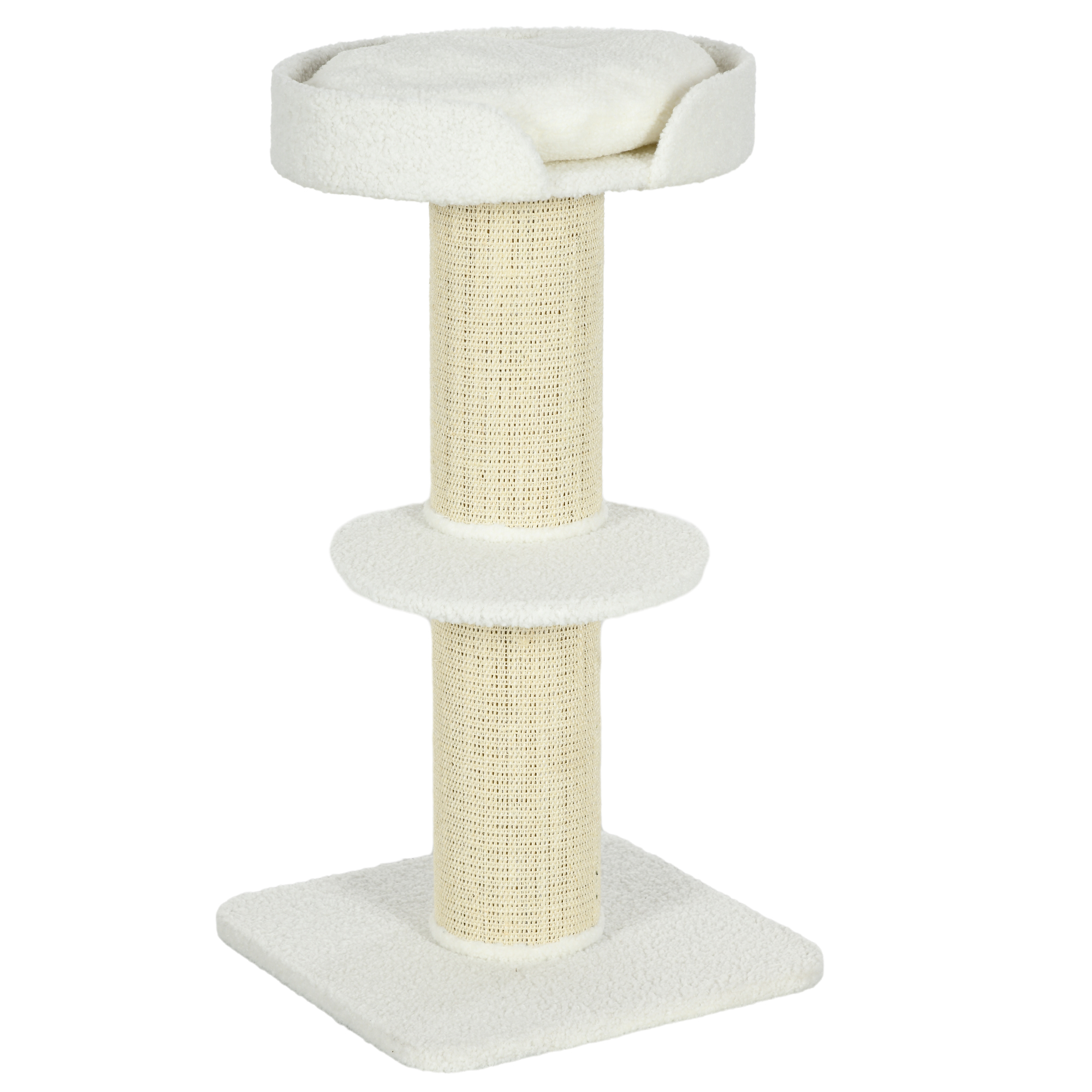 Katzenbaum  91cm Spielbaum mit Katzenbett, Plattform Lammwolle Creme