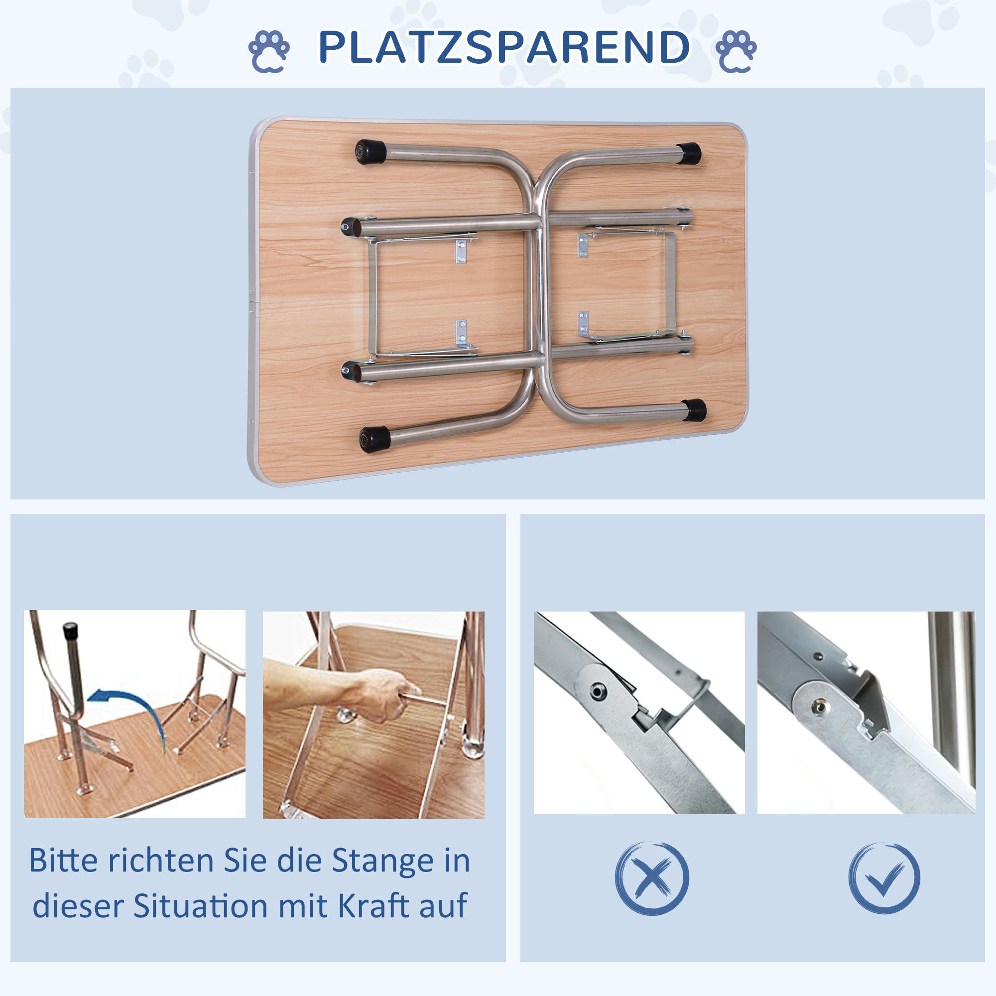 Hundepflegetisch Höhenverstellbar Tierpflegetisch Klappbar Hunde Pflegetisch Hundefriseur Tisch Schertisch Trimmtisch mit Unterkorb für Hunde Katzen bis zu 100 kg Blau