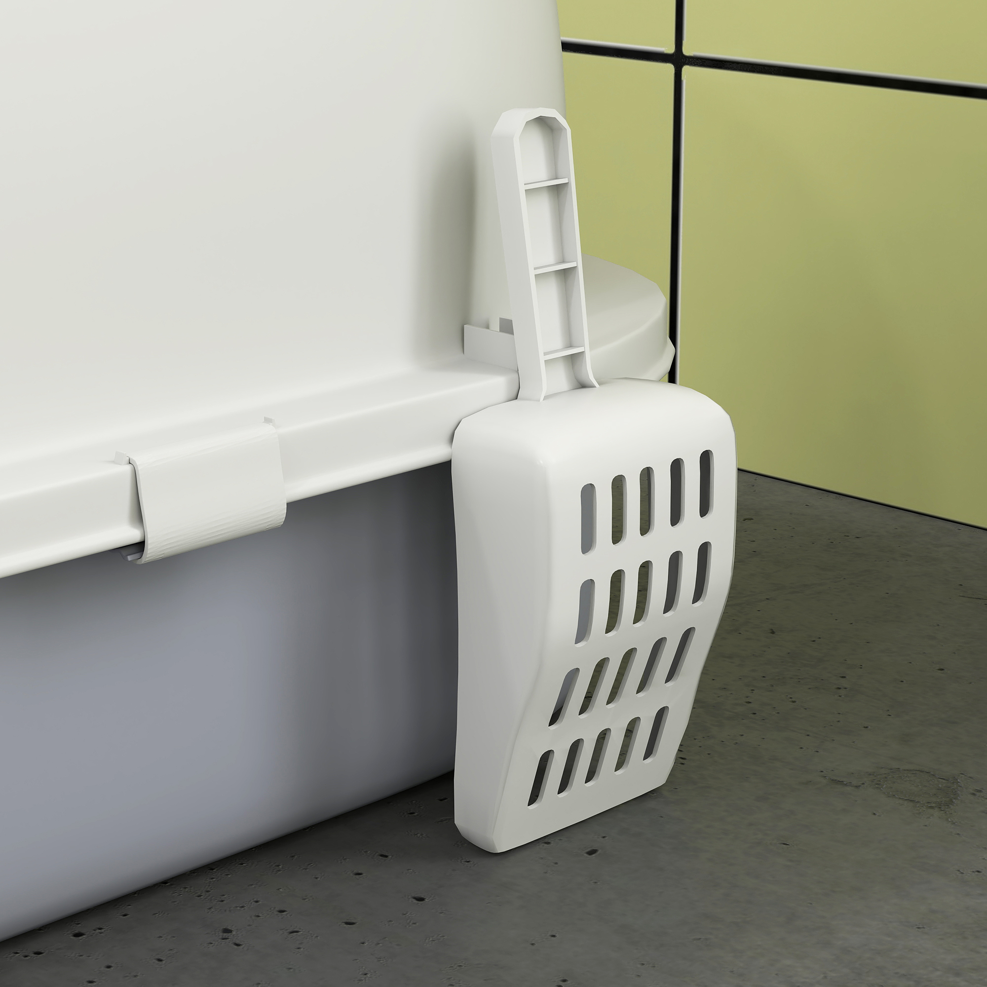 Katzenklo mit Deckel Katzentoilette mit Schaufel Bodenschublade Eingangspedal für Katzen bis 5 kg 40,5x52x39 cm Grau