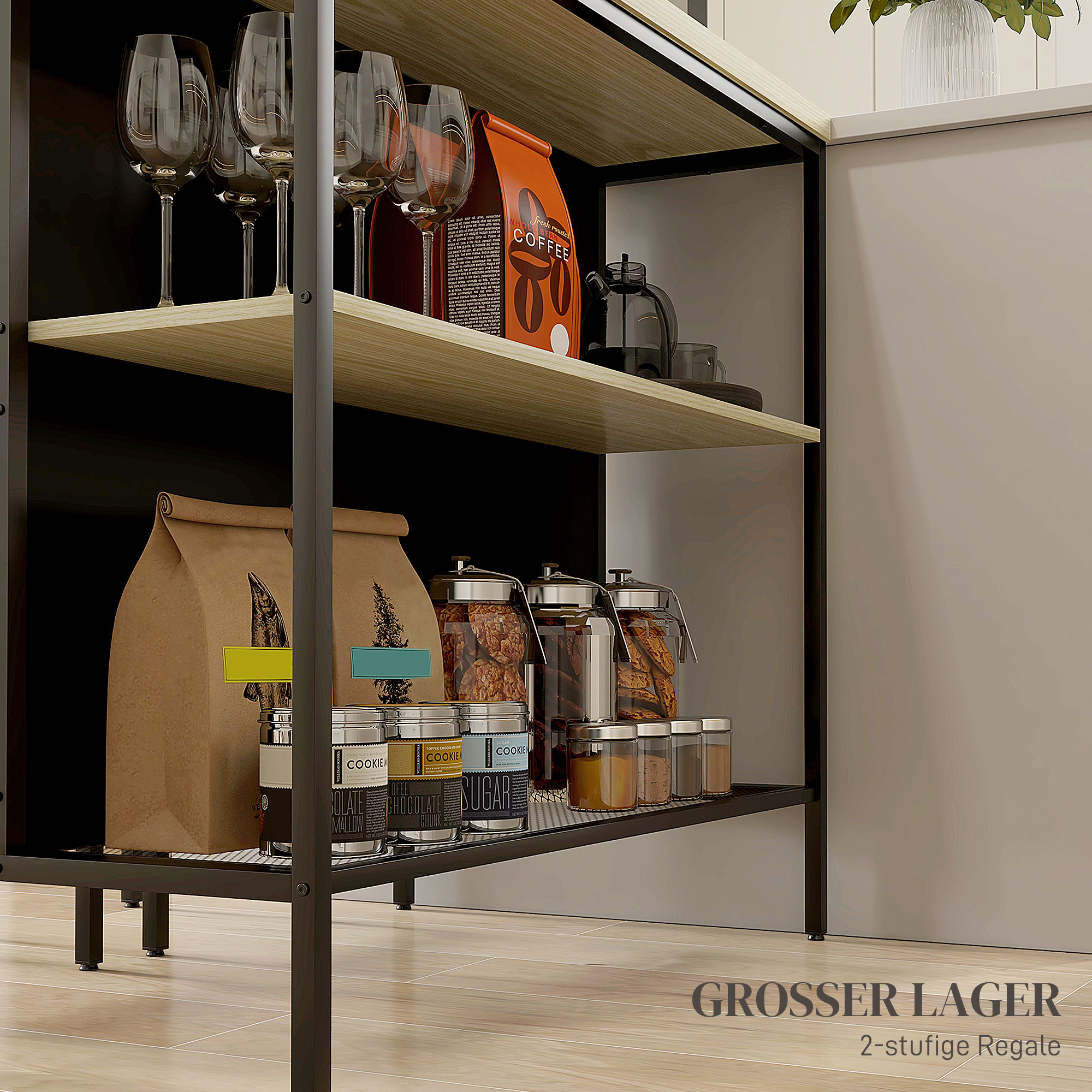 Bar-Set, 2 Barstühle & 1 Bartisch, fleckenresistent, stabil, Stahlrahmen, Schwarz/Eiche