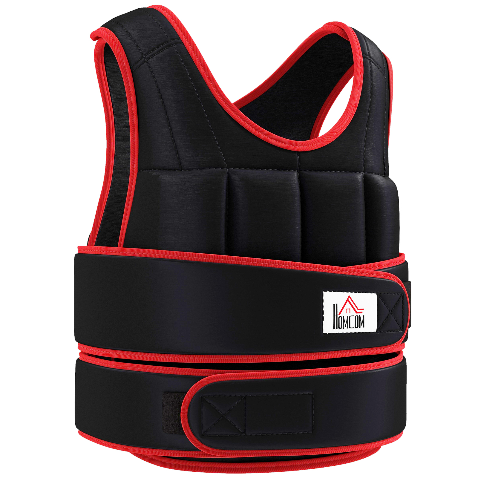 20 kg Trainingsweste Gewichtsweste mit doppelten Gurten verstellbar Krafttraining Fitness Oxford Metall-Sand Schwarz+Rot 60 x 50 cm