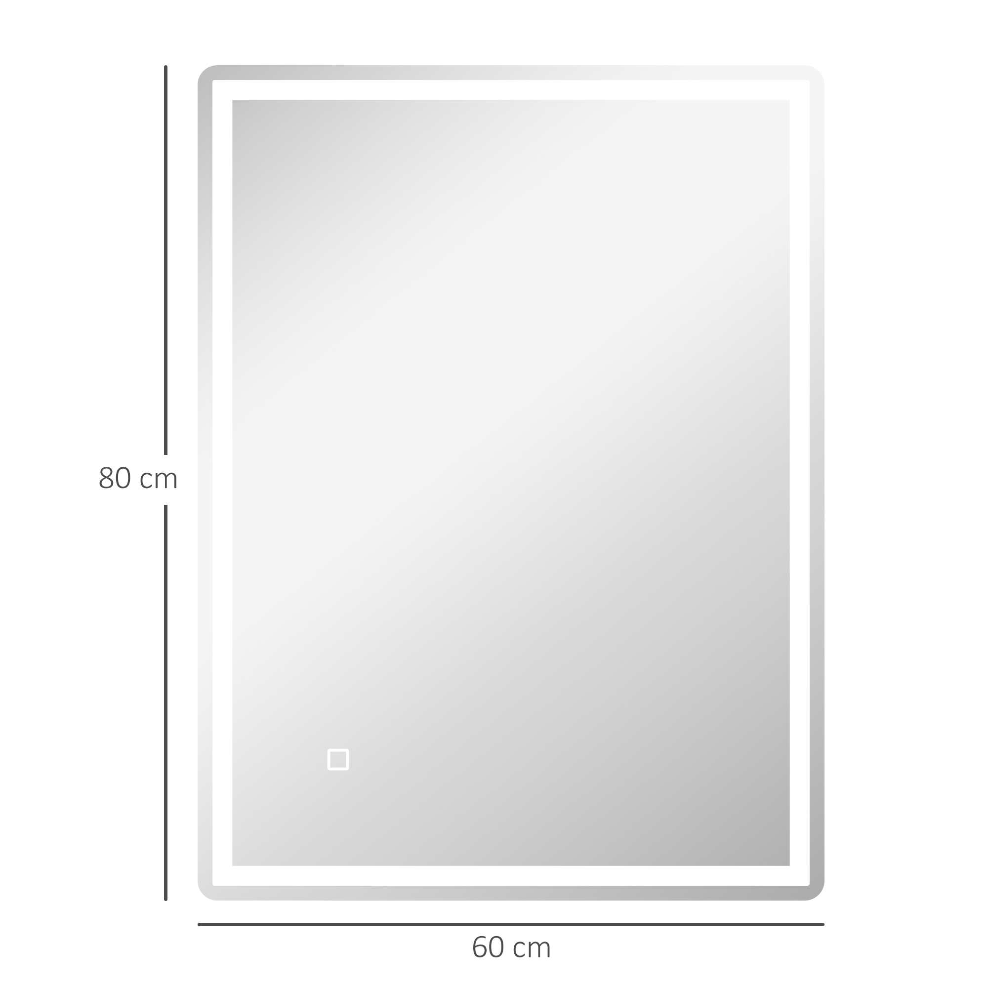 Badspiegel Badezimmerspiegel Wandspiegel LED´s, Ber, gsschalter, Antibeschlagfunktion, 60 x 80 x 4 cm, Weiß