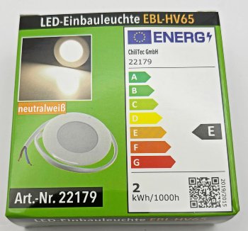 LED-Einbauleuchte "EBL-HV65w", weiß / 2 Watt, 230V, 4200K, 237Lm, neutralweiß