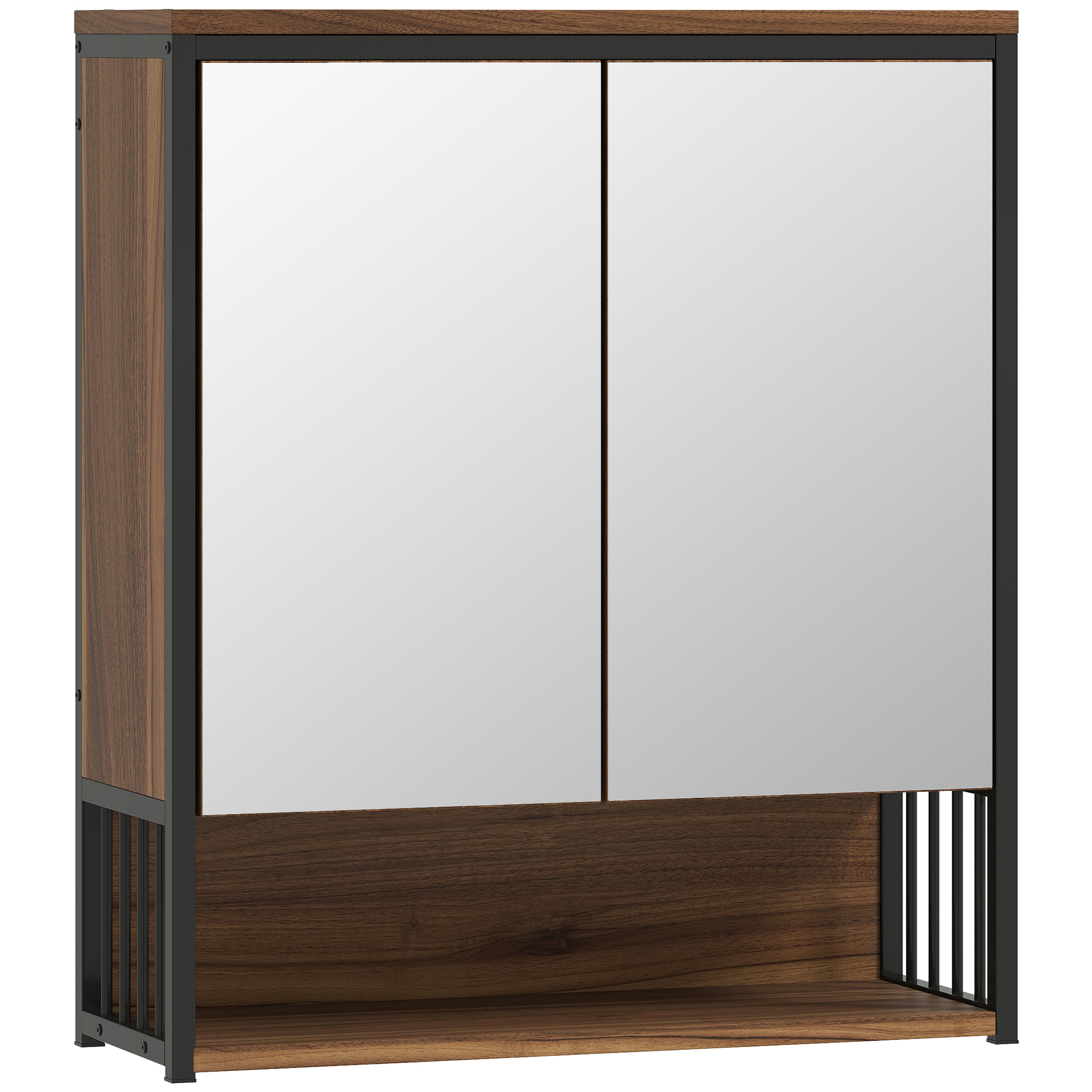 Hängender Spiegelschrank für Badezimmer, Badschrank aus MDF, Spanplatte, Braun