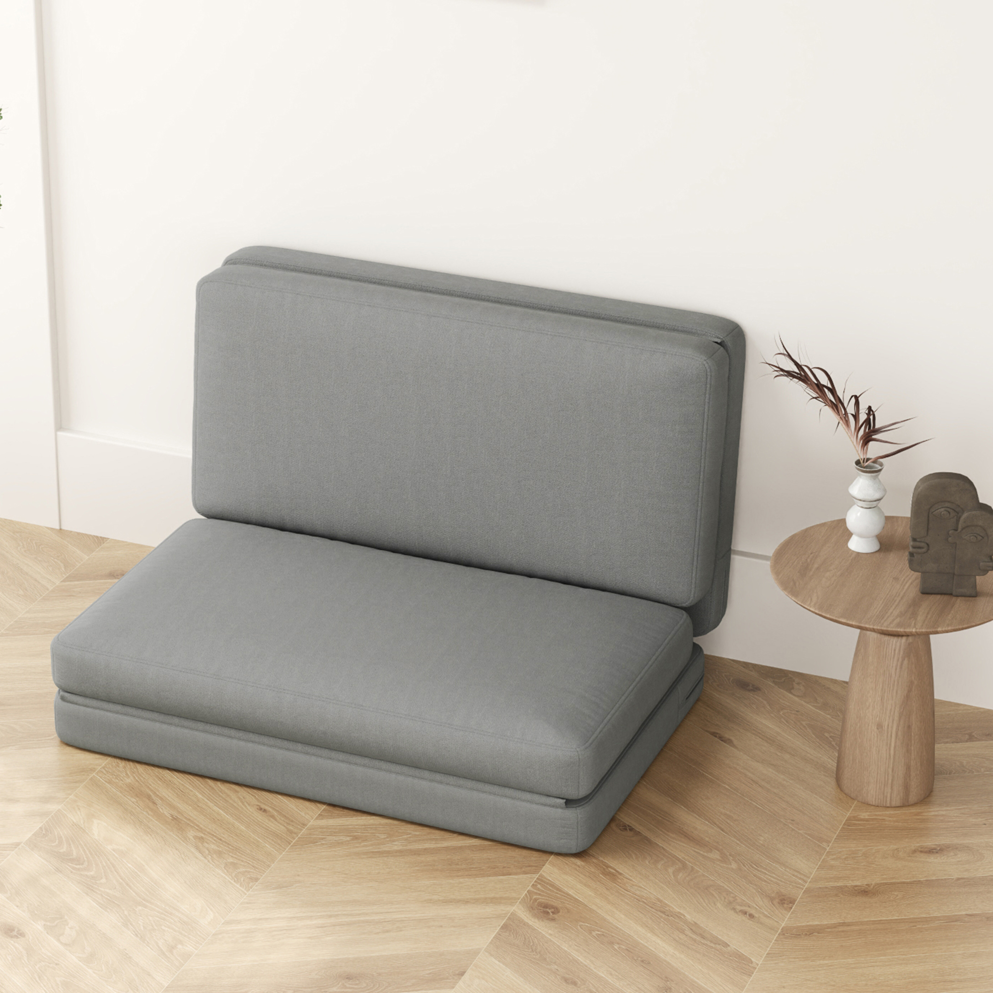 2-in-1 faltbarer Relaxsessel, Gästematratze, teilbar, 120 cm breit, Hellgrau