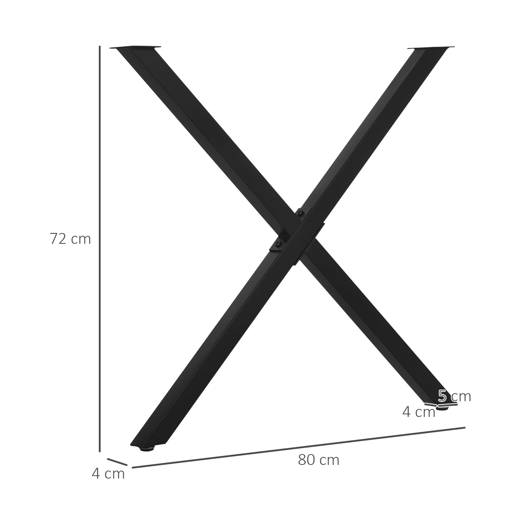2 Stück Stahl Tischbeine Tischfüße für Esstisch Schreibtisch Couchtisch Tischgestell in X-Form Schwarz 72cm