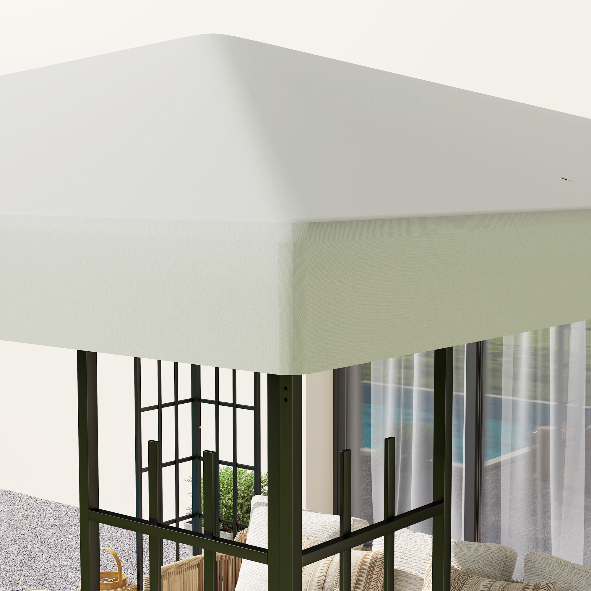 3 x 3 m Ersatzplane für Pavillon, Plane für Garten-Pavillon, mit Wasserablauföffnungen, UPF30+, Hellgrau