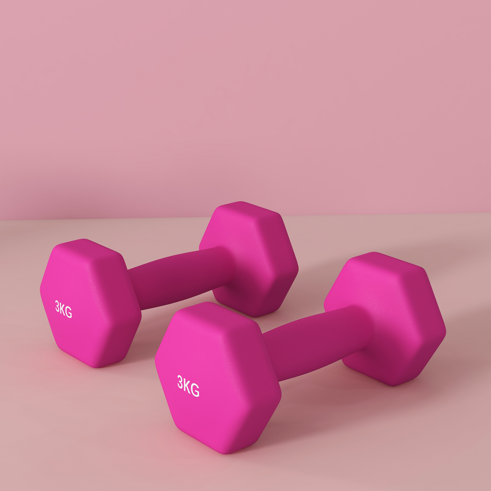 2 x 3 kg Kurzhantel-Set, sechseckiges Design, bodenfreundlich, rutschfest, Rosa