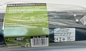 5-fach Steckdosenblock, anthrazit, 250V~/ 16A, Aufbaumontage