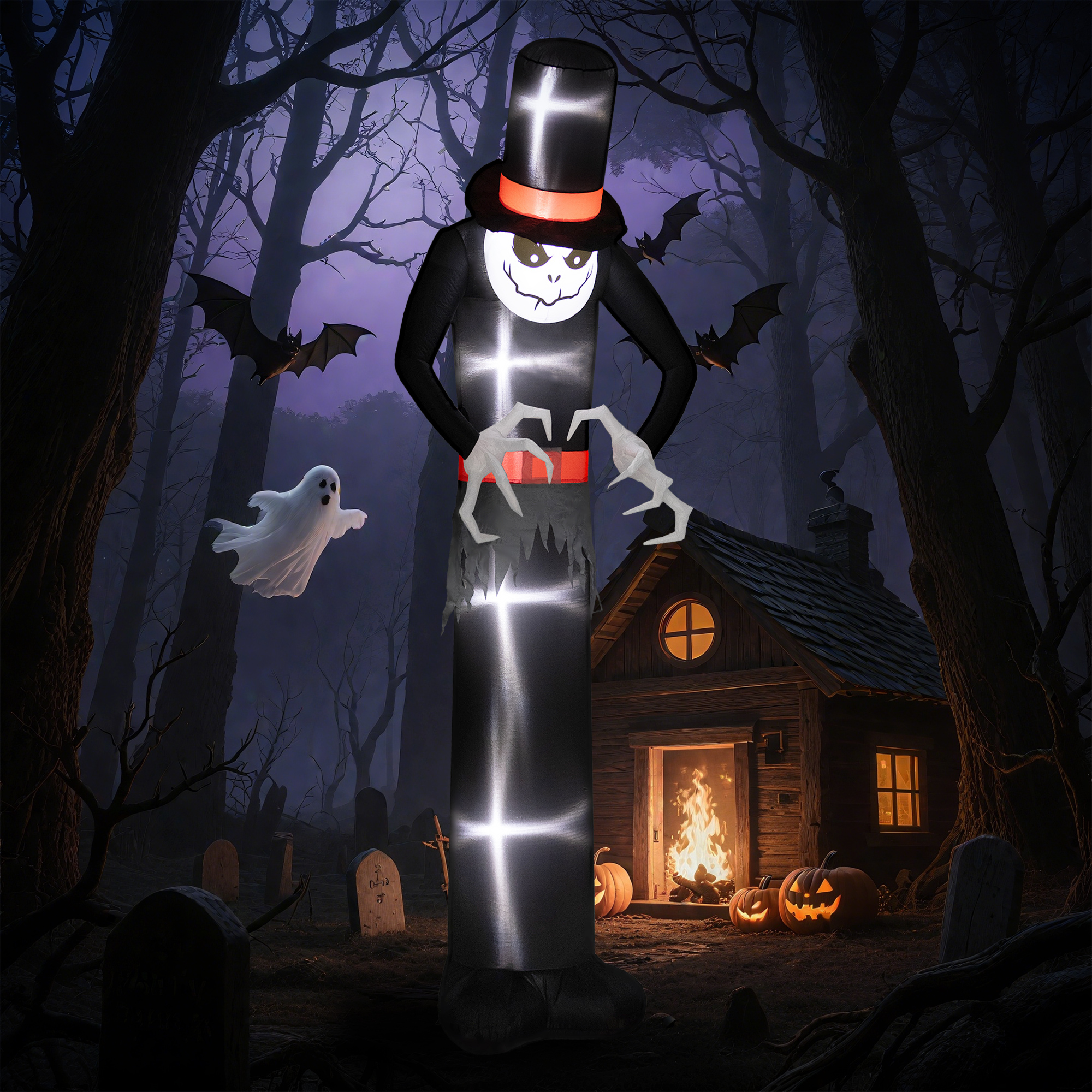 Halloween-Dekoration 3 m riesiger Sensenmann mit LED-Beleuchtung für Outdoor, IP44