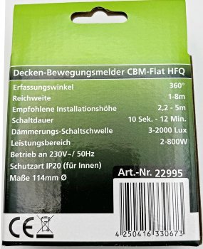 Bewegungsmelder Aufputz HF "CBM-HFQ" / LED geeignet, 8m Detektion, 800W, weiß